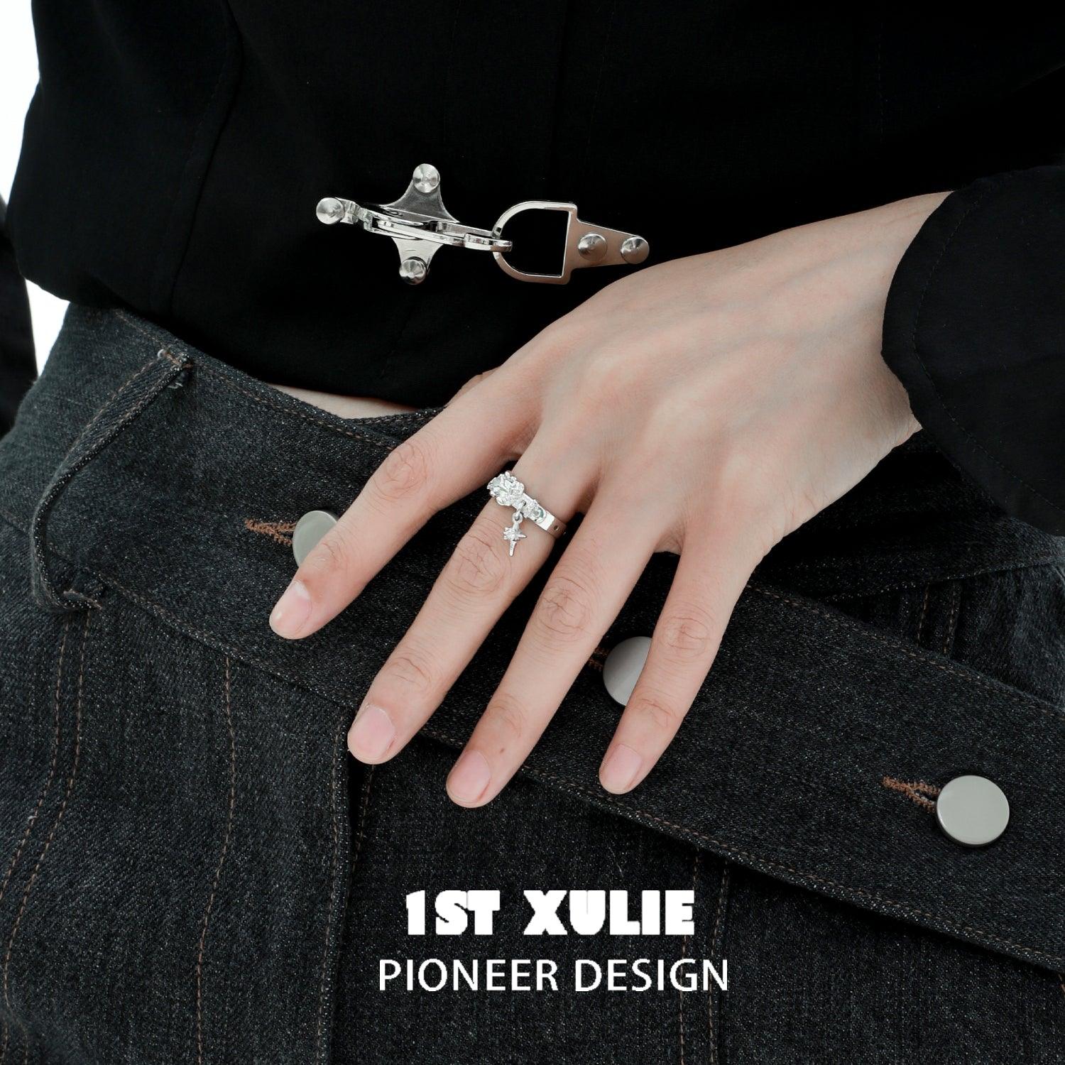 Star Trails Adjustable Opening Ring - S925 Sterling Silver with 24K Gold Plating - Elegant Girdle Shaped Design - Perfect for Everyday Wear, Gifts & Special Occasions