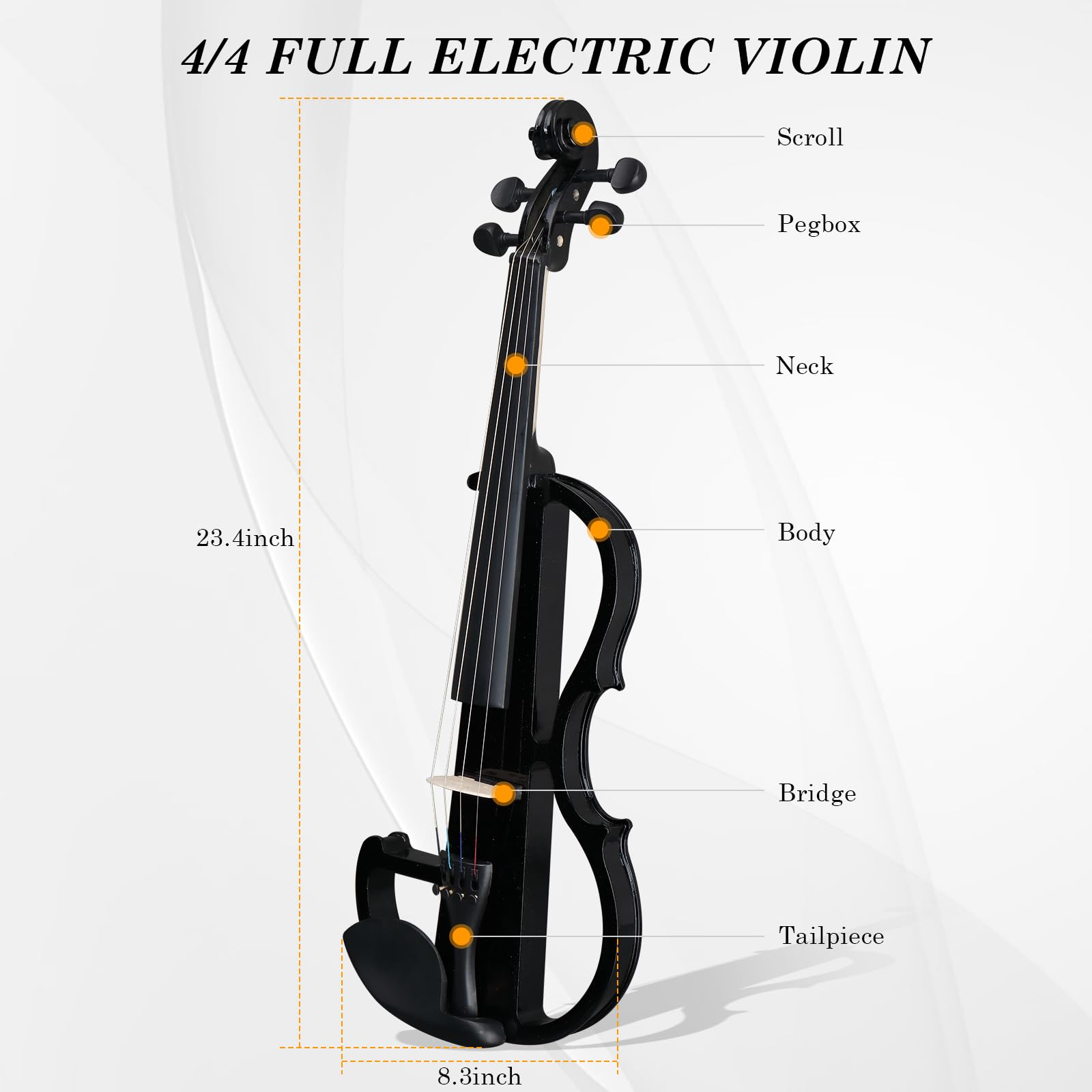Ktaxon Full Size 4/4 Electric Violin for Beginners - Silent Acoustic Violin with Ebony Fittings, Case, Bow, Headphones & Rosin (Black) | Perfect for Adults & Teens Learning Violin at Home or Studio Practice