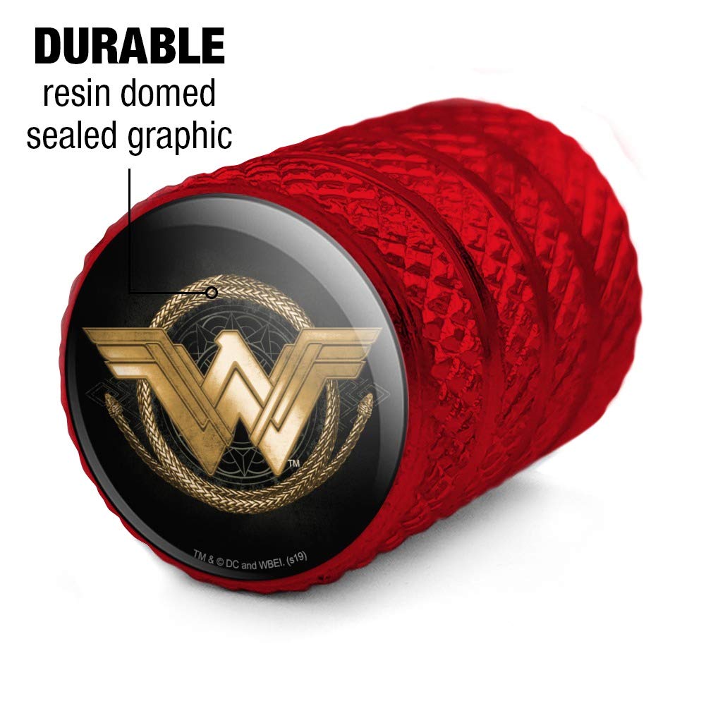 Wonder Woman Movie Golden Lasso Logo Aluminum Valve Stem Caps for Car Wheels - DC Comics Superhero Accessories for Tire Rim Decoration & Customization | Perfect for Car Enthusiasts, Comic Fans & Gift Giving