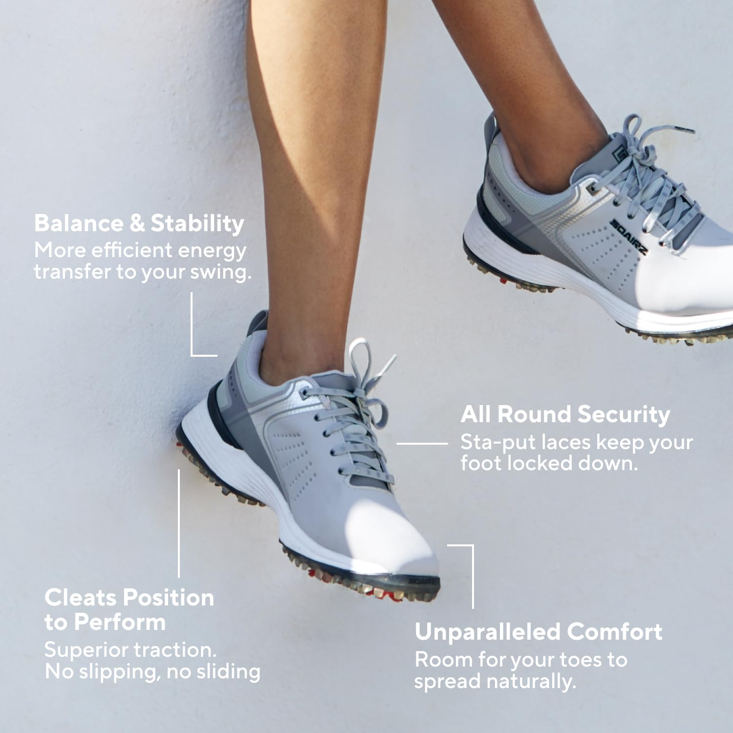SQAIRZ Freedom Mesh Women's Athletic Golf Shoes - Lightweight Breathable Spiked Golf Footwear for Balance & Performance (Replaceable Cleats) - Perfect for Driving Range, Course Play & Tournament Golf