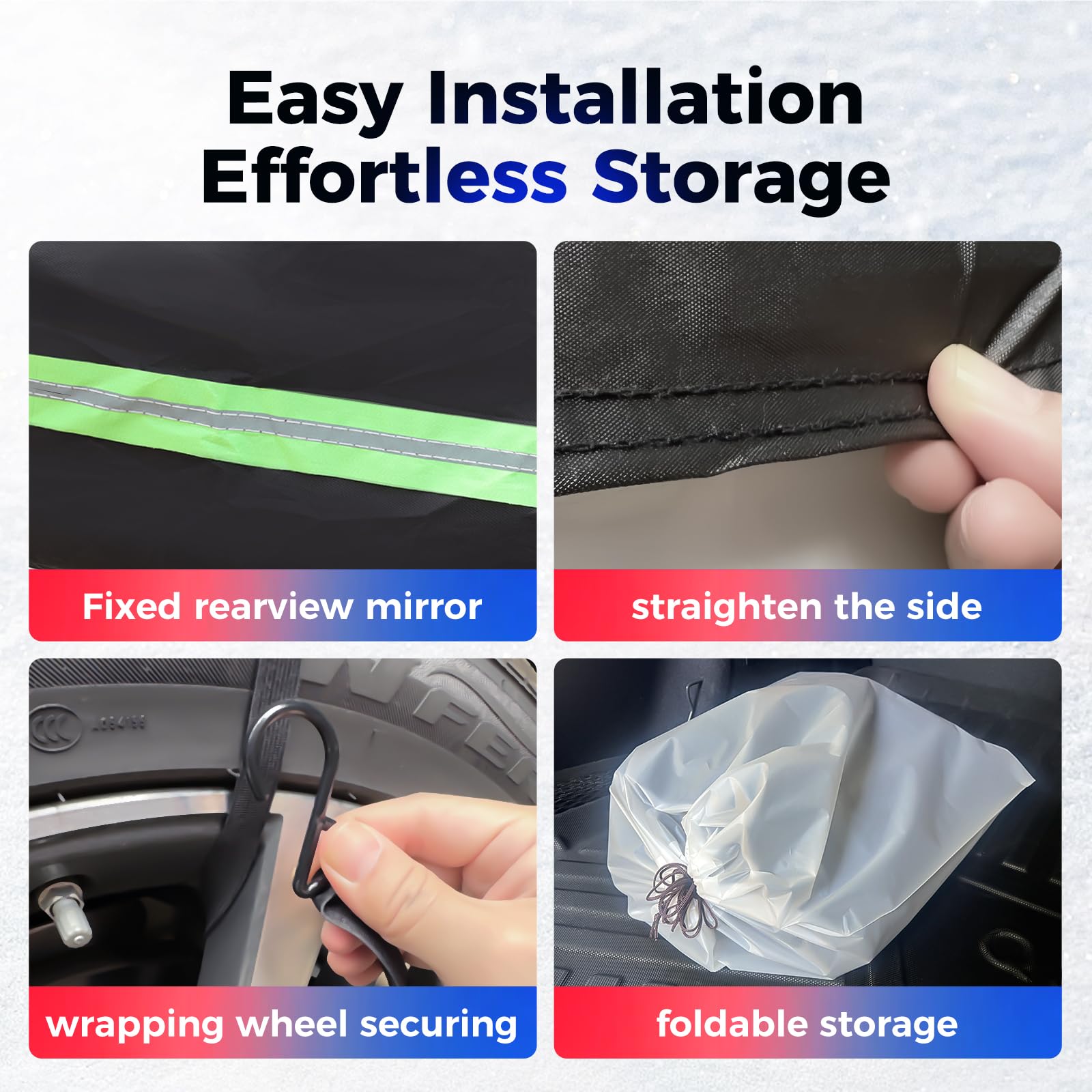 All-Season Half Car Cover for Sedans & SUVs - Thickened Windshield Snow Cover & Full-Window Protection | Winter Car Accessories for Snow, Ice & UV Protection (Perfect for Parking, Travel & Extreme Weather)