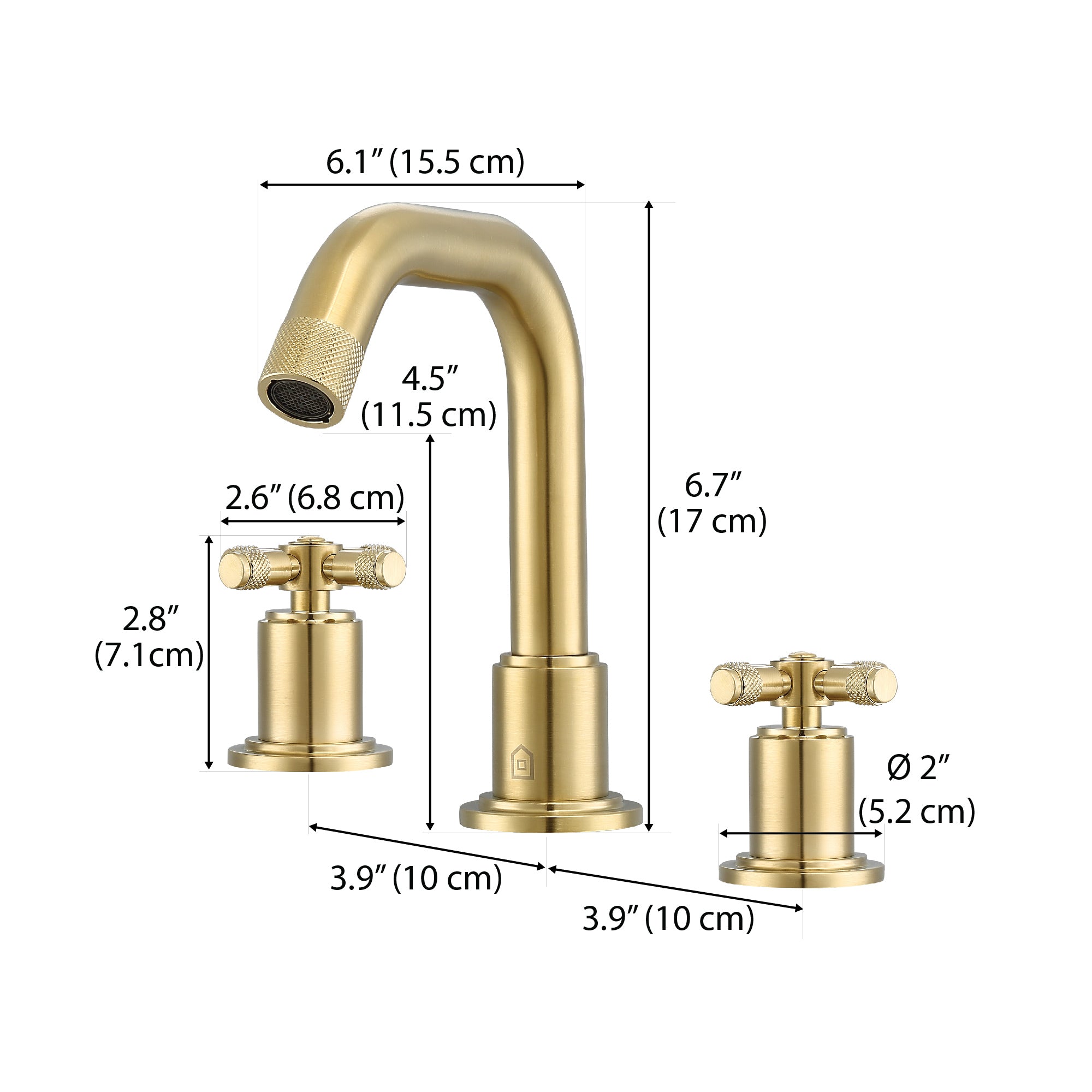 Ancona Widespread Bathroom Faucet with Cross Handle - 3 Hole Installation in Brushed Champagne Gold Finish - Perfect for Modern Bathroom Vanities and Powder Rooms