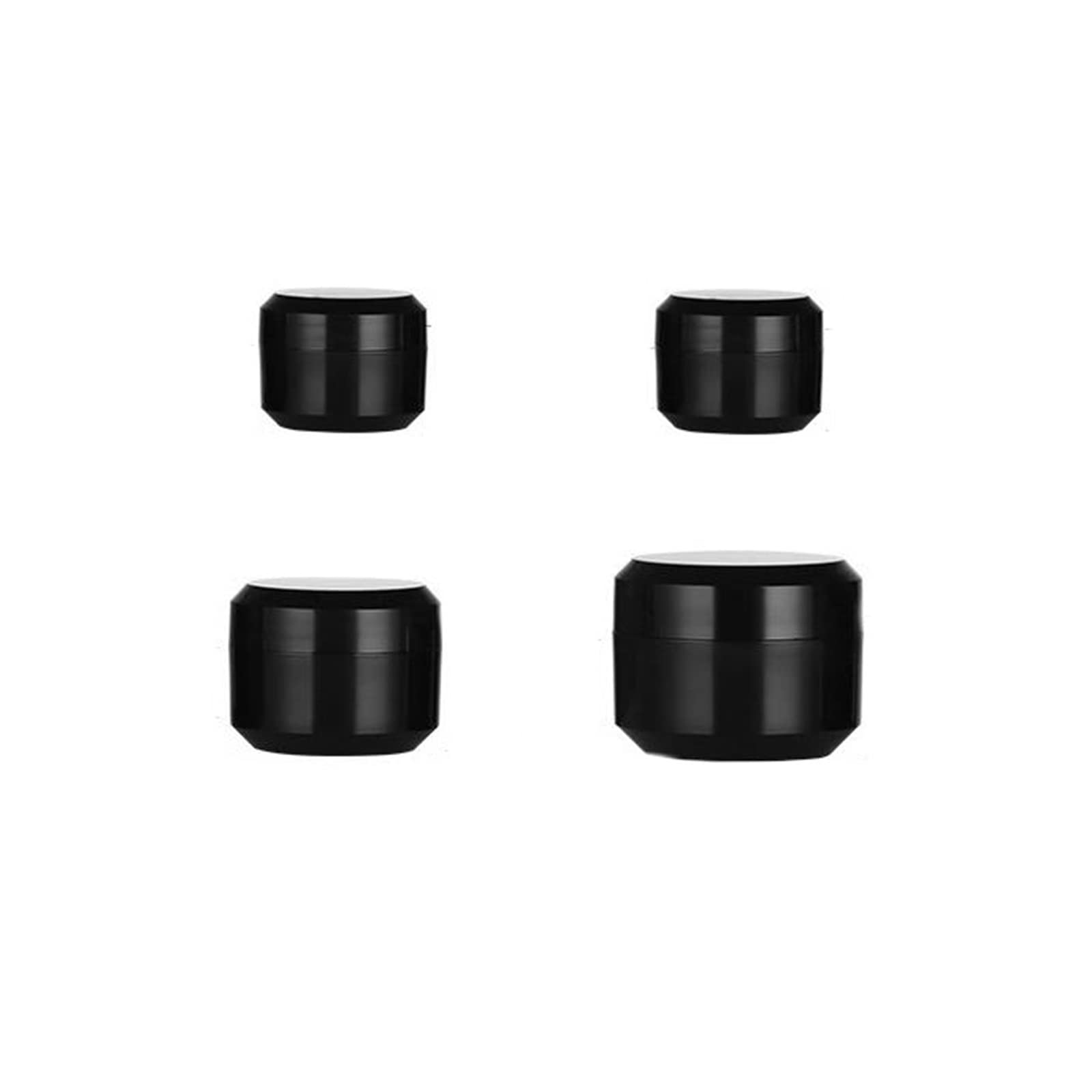 4-Piece Black Plastic Round Travel Containers with Lids - Leak-Proof Cosmetic Jars for Eye Cream, Face Moisturizer & Hand Lotion (4 Sizes) | Perfect for Airplane Toiletries & Mini Skincare Organization