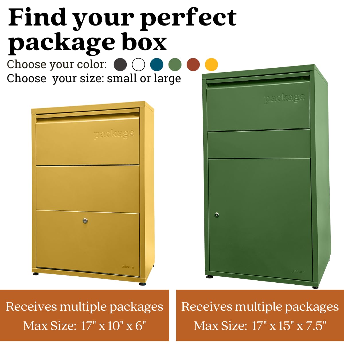 Secure Outdoor Package Delivery Box - 29.5x20.5x10.5 Inch Anti-Theft Parcel Drop Box with Free Standing Design (Black) - Perfect for Porch, Front Door & Home Security