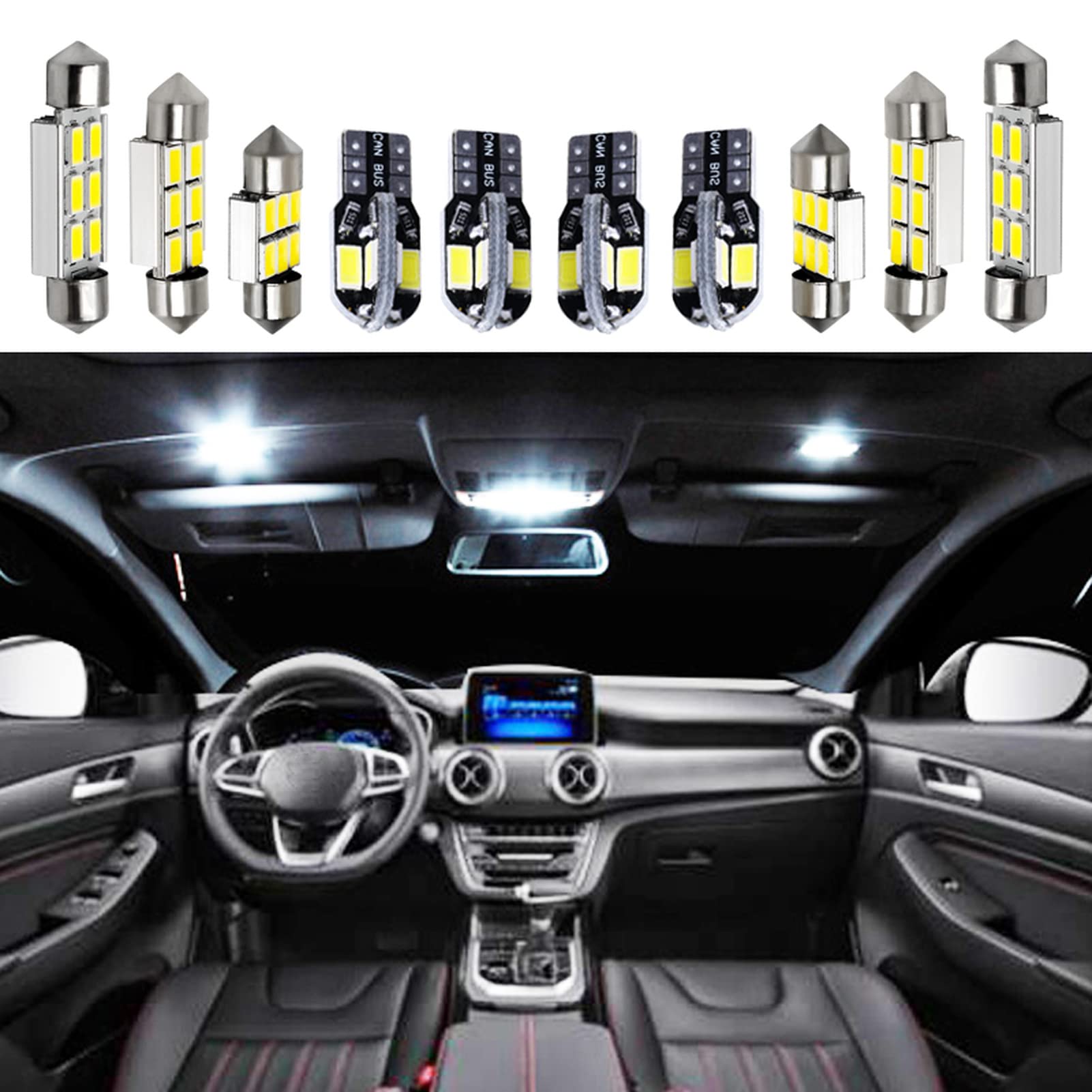 11pcs White LED Interior Light Bulbs for Opel Zafira B 2005-2014 - Canbus Error-Free Glove Box, Trunk & Dome Lights - Upgrade Your Car Lighting for Night Driving & Interior Ambience