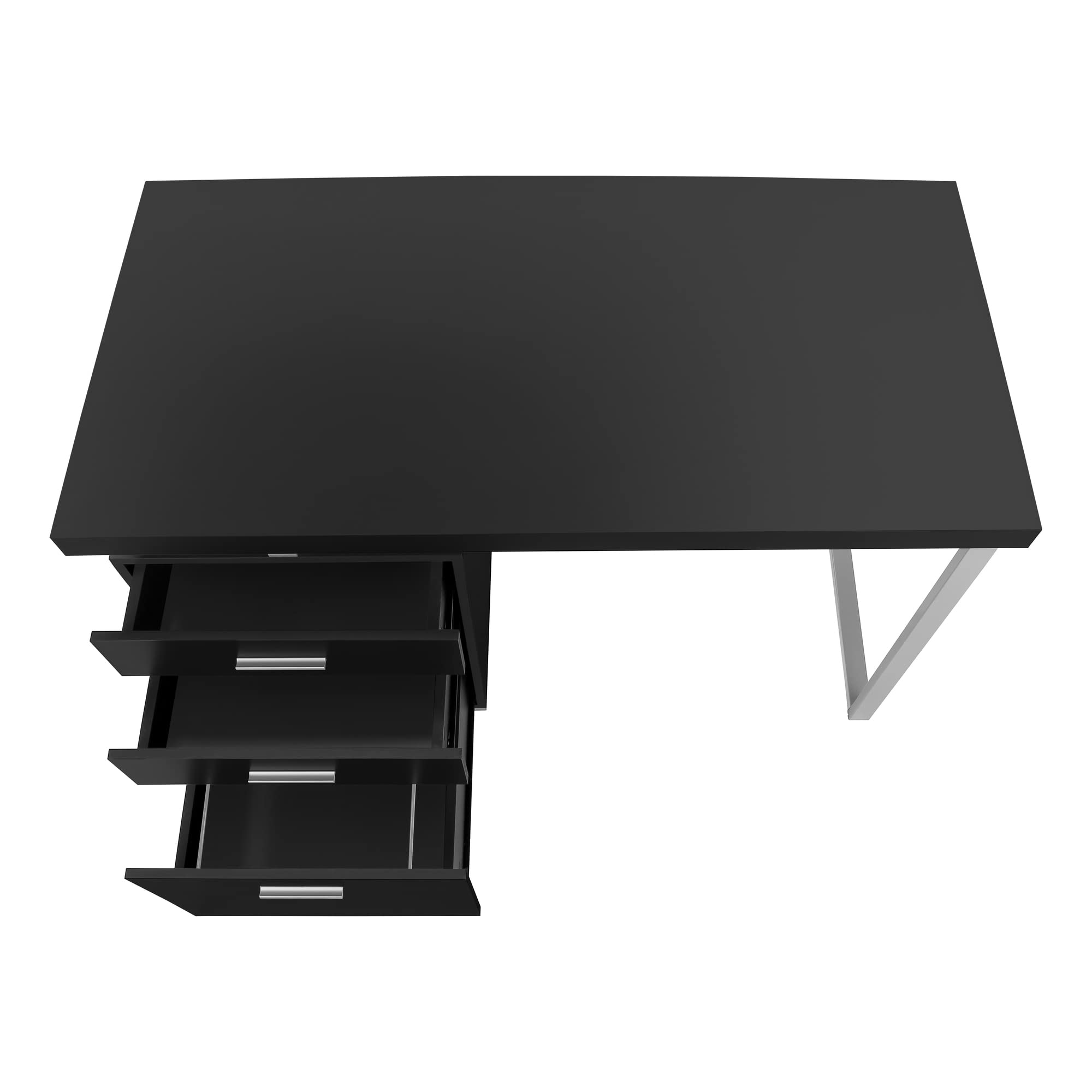 Monarch Specialties I 7649 48-Inch Modern Computer Desk with Storage Drawers - Home Office & Laptop Workstation for Left or Right Setup - Black & Grey Metal Laminate Contemporary Design - Perfect for Small Spaces & Remote Work
