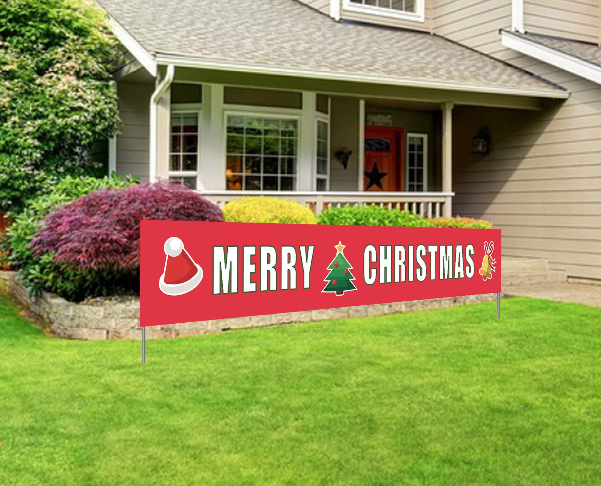 Merry Christmas Banner - Extra Large Xmas Sign for Outdoor & Indoor Holiday Decorations - Perfect for Home, Party, and Festive Celebrations