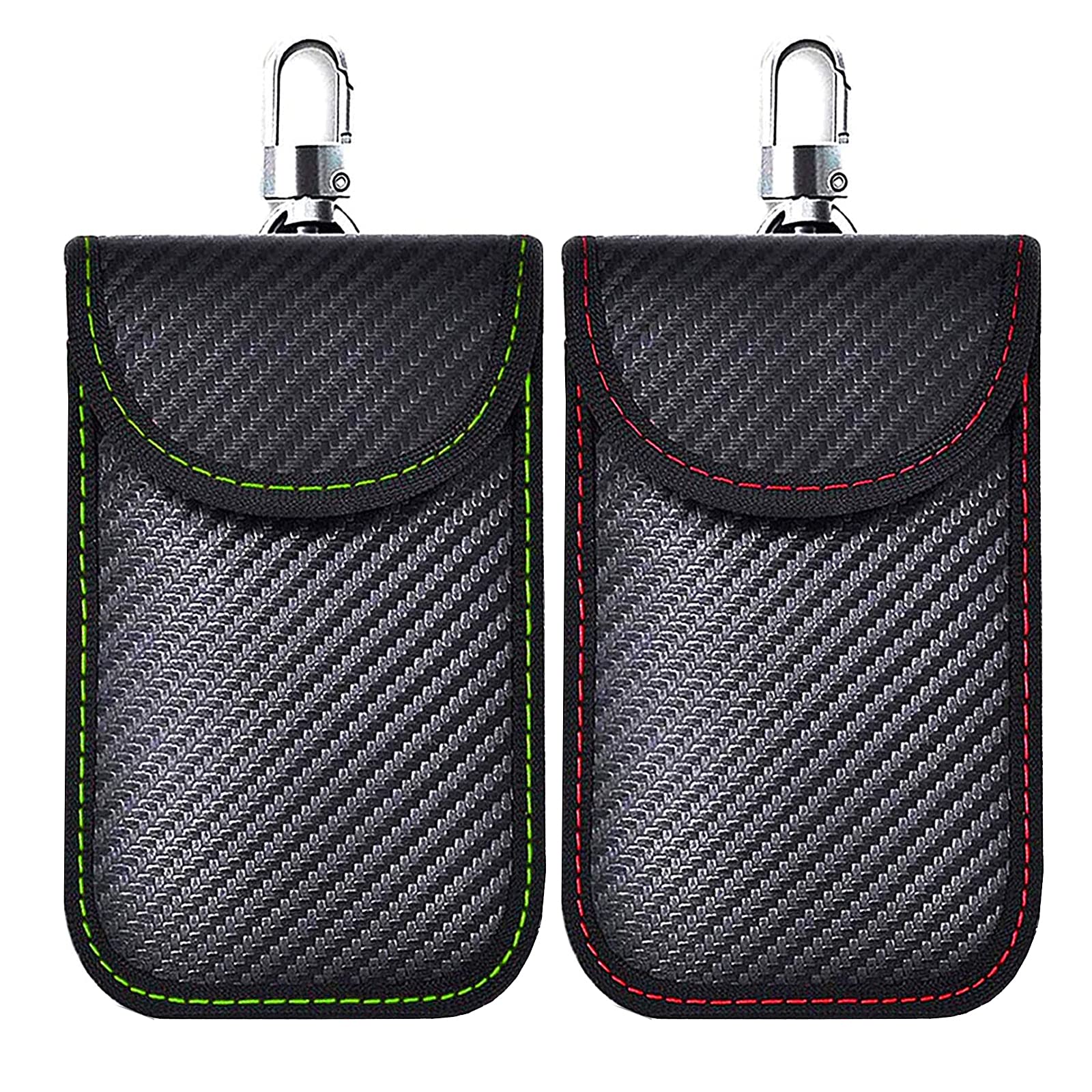 Faraday Key Fob Protector 2 Pack (Red & Green) - RFID Blocking Pouch for Car Keys, Signal Blocker Bag to Prevent Hacking & Theft - Perfect for Travel, Parking & Home Security