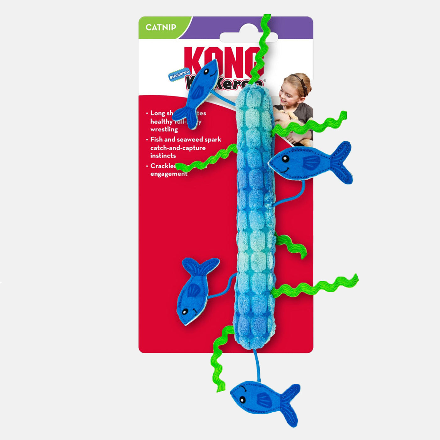KONG Kickeroo Stickaroo Blue Dog Toy - Durable Chew Toy for Aggressive Chewers, Interactive Play & Training - Perfect for Fetch, Tug-of-War & Mental Stimulation