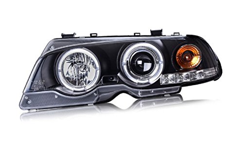 BMW E46 LED Headlights 1998-2002 with DRL & Angel Eyes - Upgrade for 320/328 Models - Perfect for Night Driving