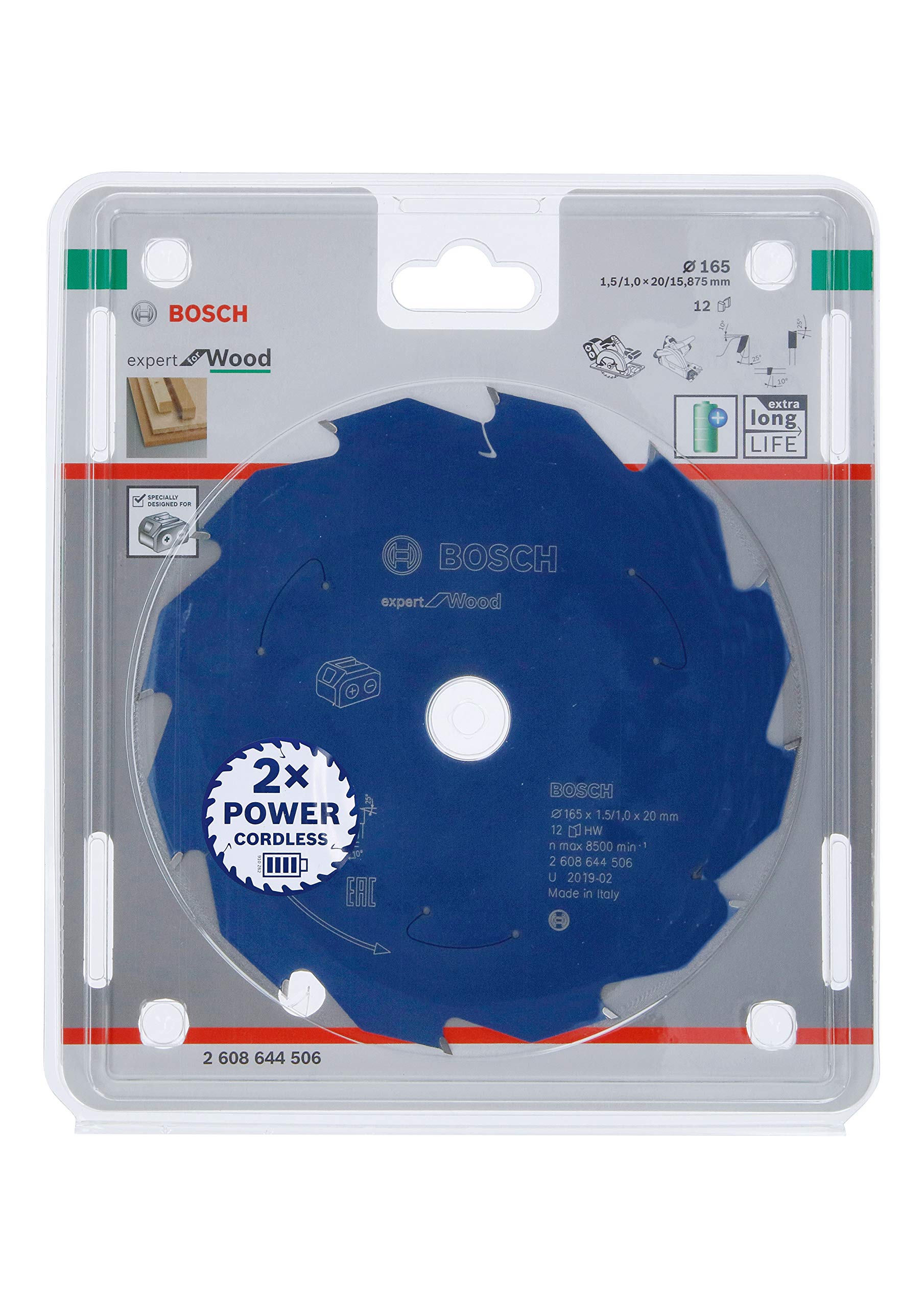 Bosch Professional 165mm Circular Saw Blade for Wood Cutting - 12 Teeth, 20mm Arbor, 1.5mm Thickness - Compatible with Cordless Circular Saws - Perfect for DIY Projects, Carpentry & Woodworking