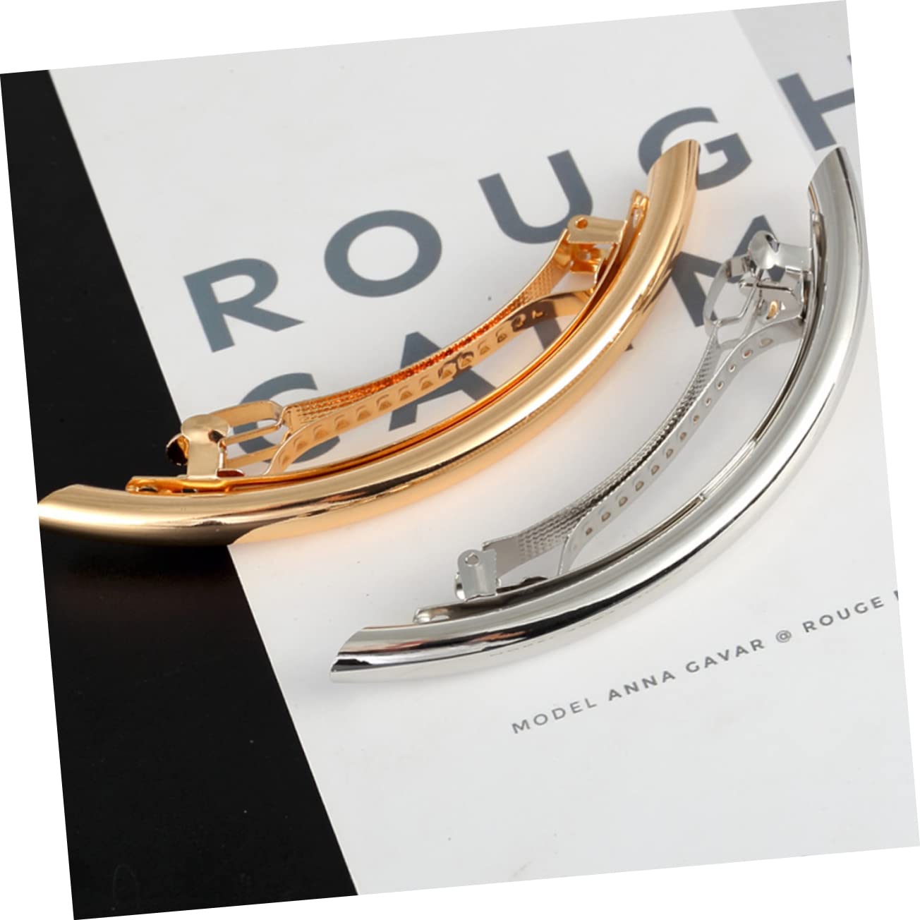 2PCS Metal Elbow Hair Clips - Automatic Banana Hair Barrettes for Women, Classic Hairpins, Non-Slip Hair Crab Clamps, Alloy Hair Jewelry Accessories for Spring & Summer Hairstyles | Perfect for Weddings, Parties & Everyday Wear