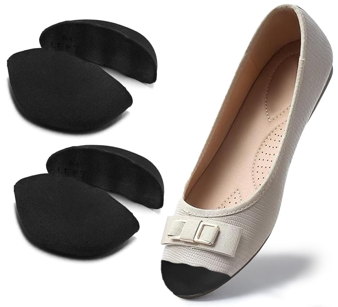 Dr.Foot Shoe Filler Inserts for Loose Shoes - Adjustable Toe Filler Cushions for Big Shoes - Size Reducers for High Heels, Boots & Casual Sports (Medium: Half to One Size Bigger, Black) - Perfect Solution for Comfortable Fit in Oversized Footwear