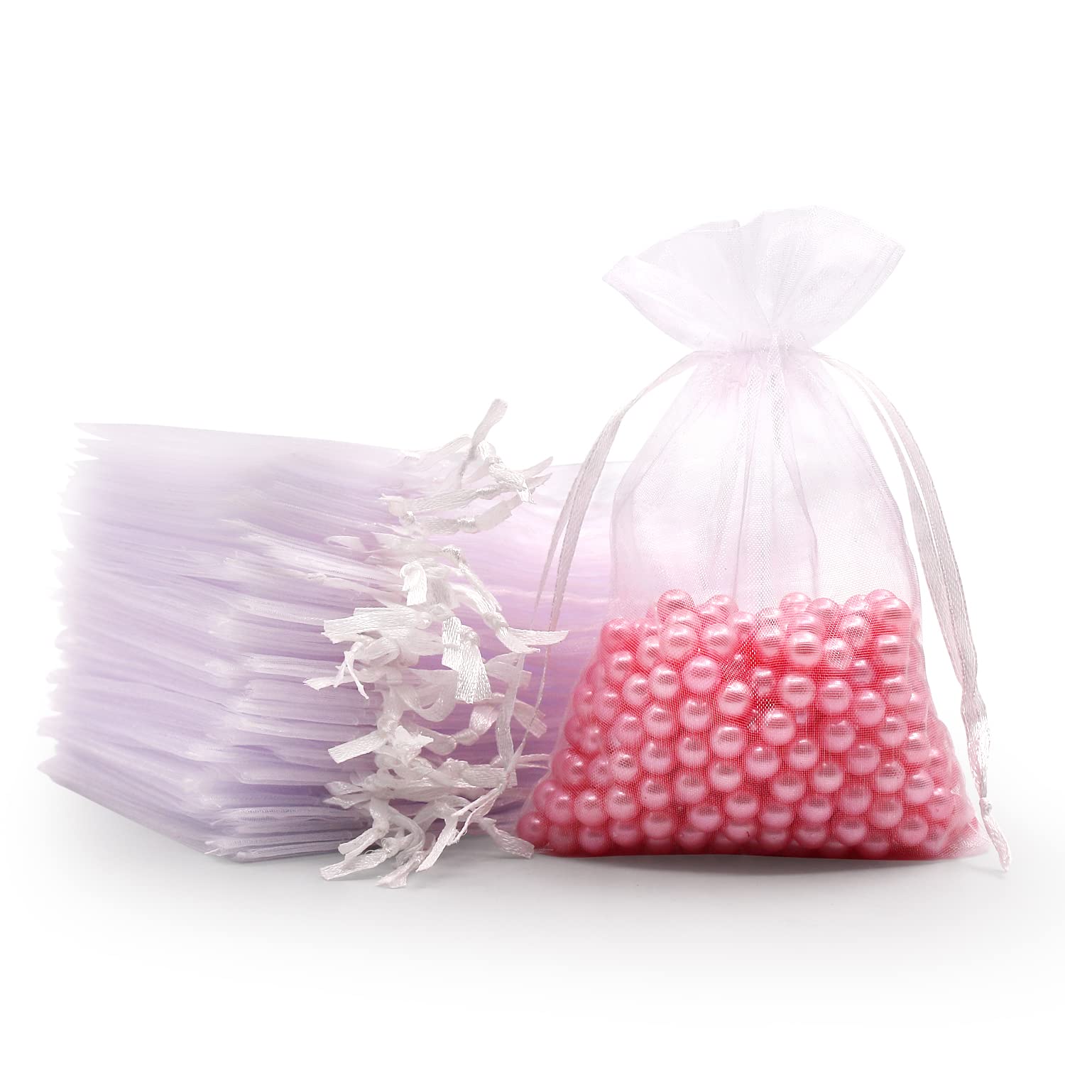 SumDirect 100PCS 3x4 Inches White Organza Drawstring Gift Bags for Wedding Favors, Party Decorations, Jewelry Packaging & Gift Wrapping