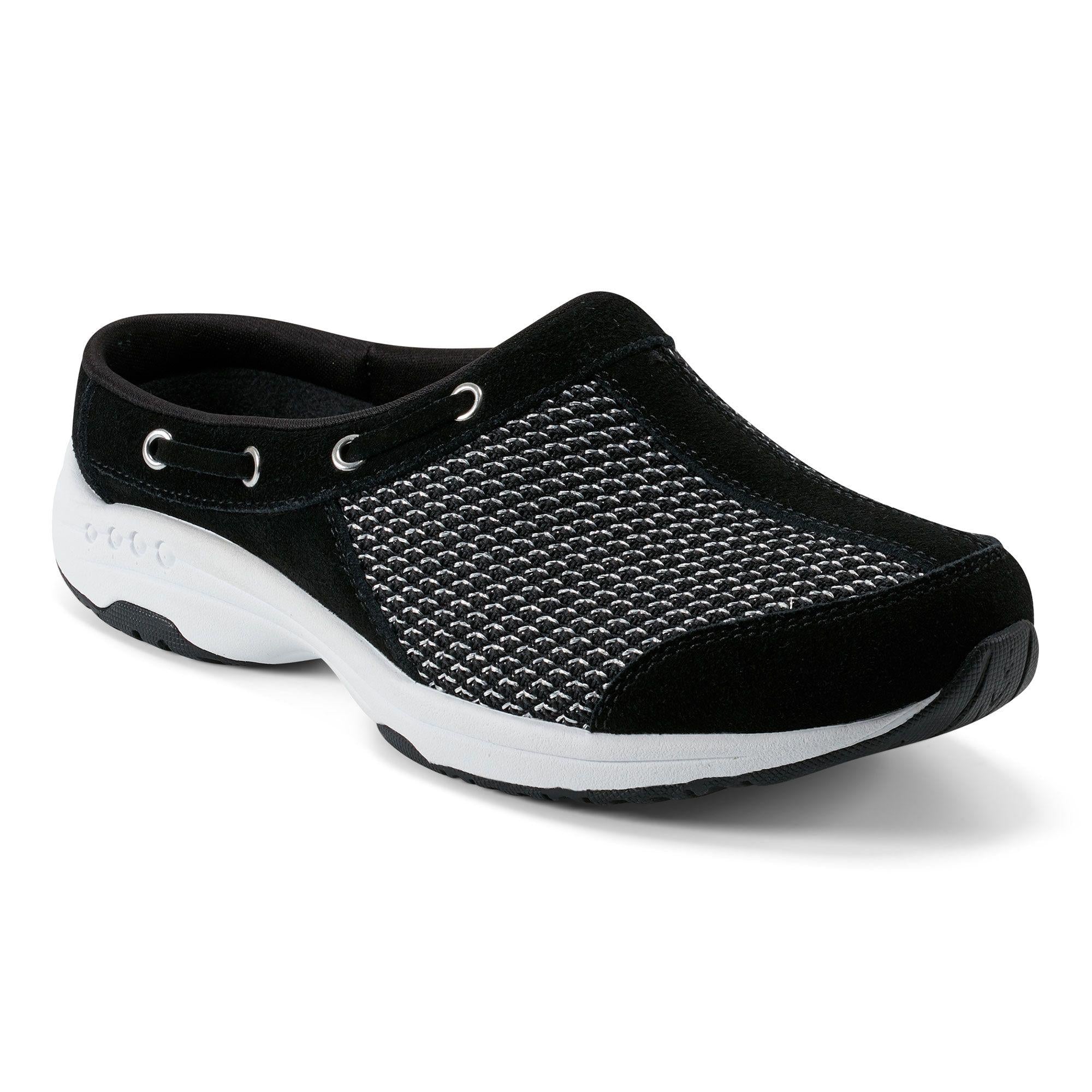 Easy Spirit Women's Travelp189 Black Comfortable Walking Shoes for Travel, Work & Everyday Wear - Lightweight Slip-On Sneakers with Cushioned Support