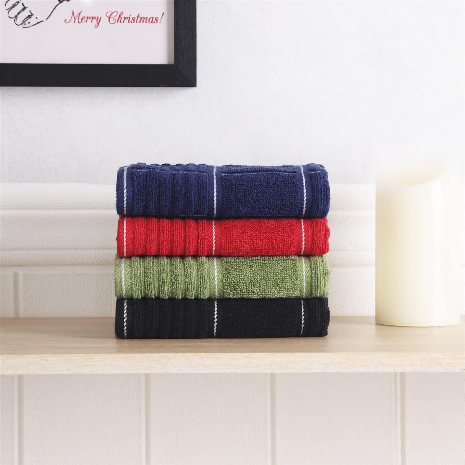 Glynniss 6-Pack Absorbent Cotton Kitchen Dish Towels | 15x26 Inches Green Tea Towels for Drying Dishes, Cleaning Countertops & Hand Drying | Premium Kitchen Hand Towels for Home & Restaurant Use