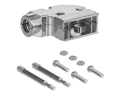 DB9 Female Solder Type Shielded Metal Elbow Hood Connector - 90 Degree Right Angle Adapter for Industrial Equipment, Computer Servers & Audio/Video Devices