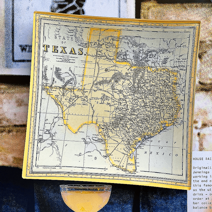 Texas State Themed Golden Decoupage Serving Tray - Elegant Home Decor for Parties, Weddings & Gift Giving