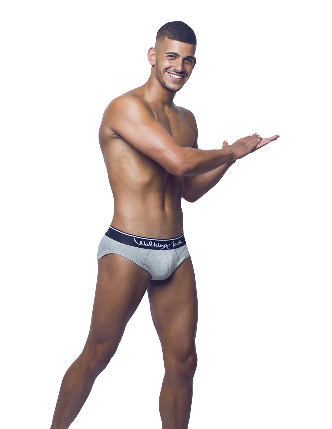 Walking Jack Briefs for Men - Comfortable Cotton Underwear in Ash Gray - Size Large | Perfect for Everyday Wear, Gym & Travel