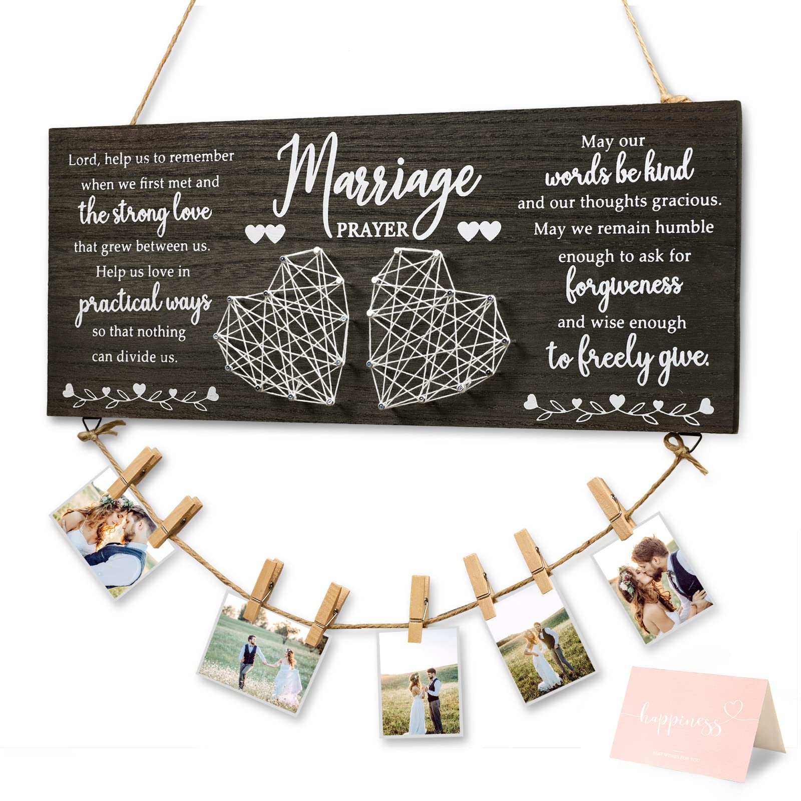YeohJoy Personalized Wedding Gifts for Couples - Engraved Bridal Shower, Engagement, Valentine's Day & Anniversary Gifts - Newlywed Prayer Wall Decor with Photo Holder - Perfect for Home, Bedroom & Wedding Decorations