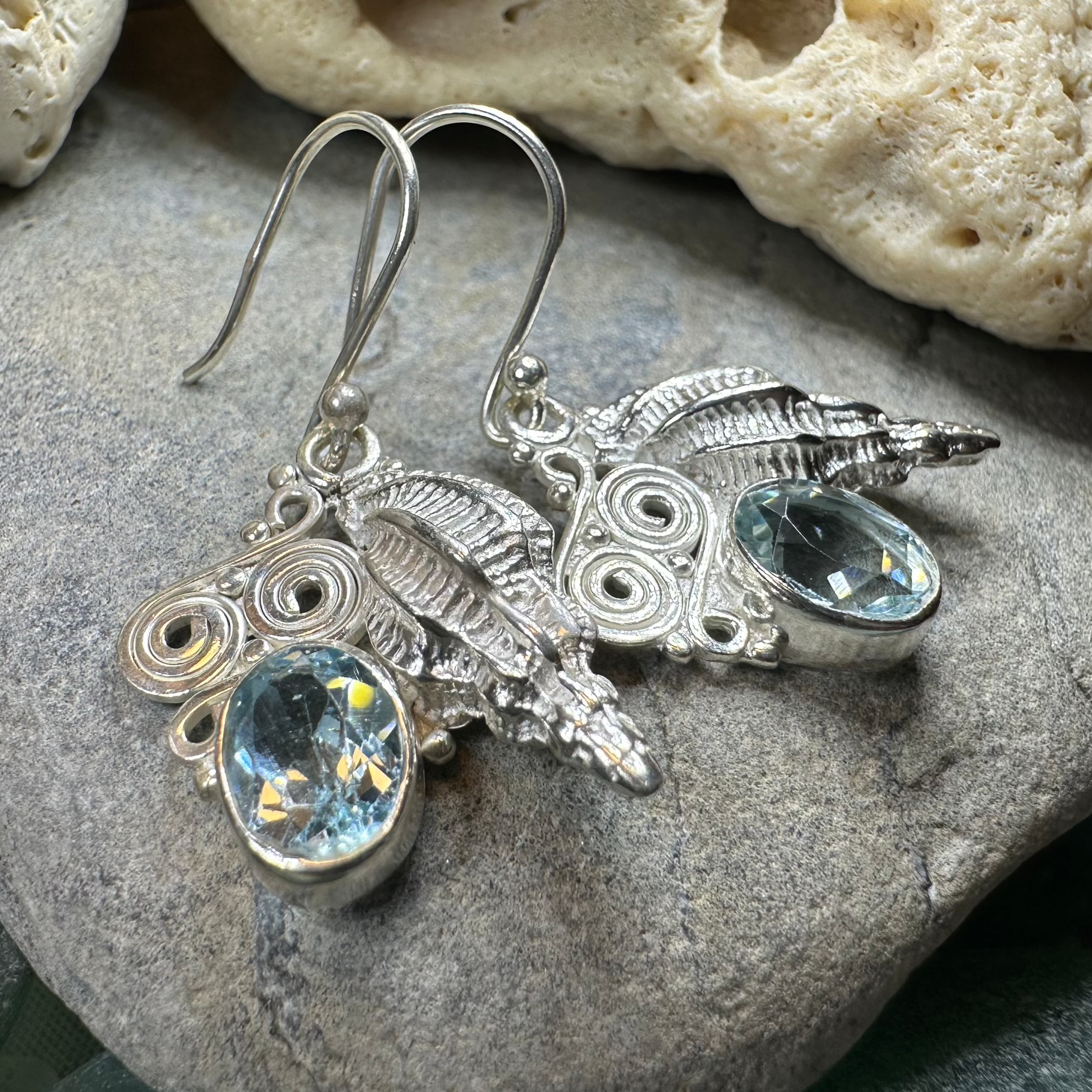 Blue Ocean Shell Earrings for Women - Handmade Beach Jewelry, Boho Chic Dangle Earrings for Summer, Vacation, and Party Accessories