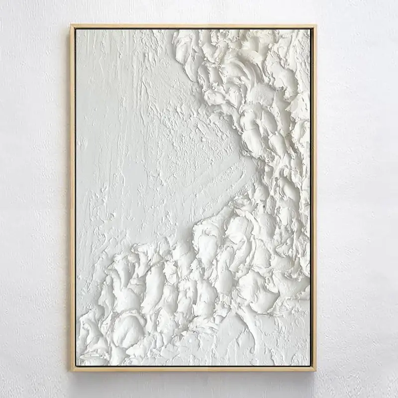 White Minimalist Textured Painting Canvas #MM022 - Premium Abstract Wall Art for Modern Home & Office Decor
