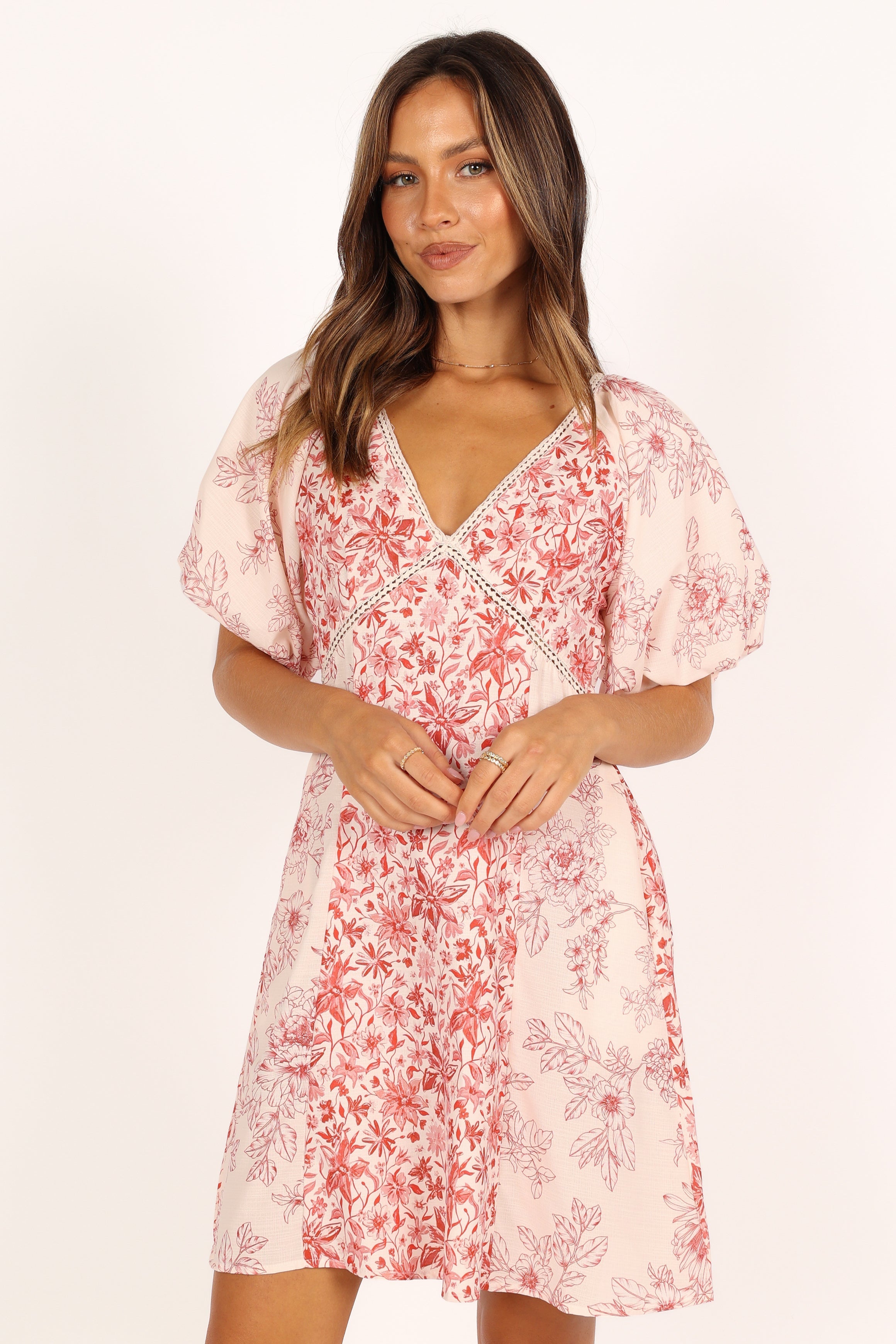 Amy Mini Dress - Floral Print Red Summer Dress for Women | Casual Party, Beach, Vacation Outfit