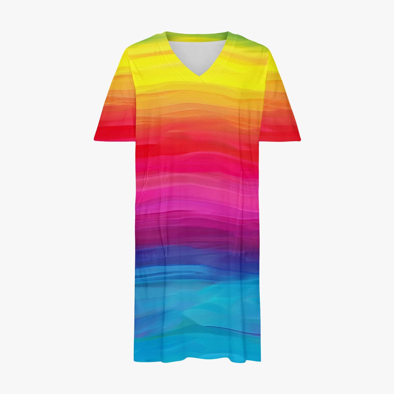 2024 Plus Size Summer Dresses for Women - Flattering Midi Tshirt Dress with V Neck & Pockets | Casual Short Sleeve Outfit for Beach, Vacation & Everyday Wear (Small)