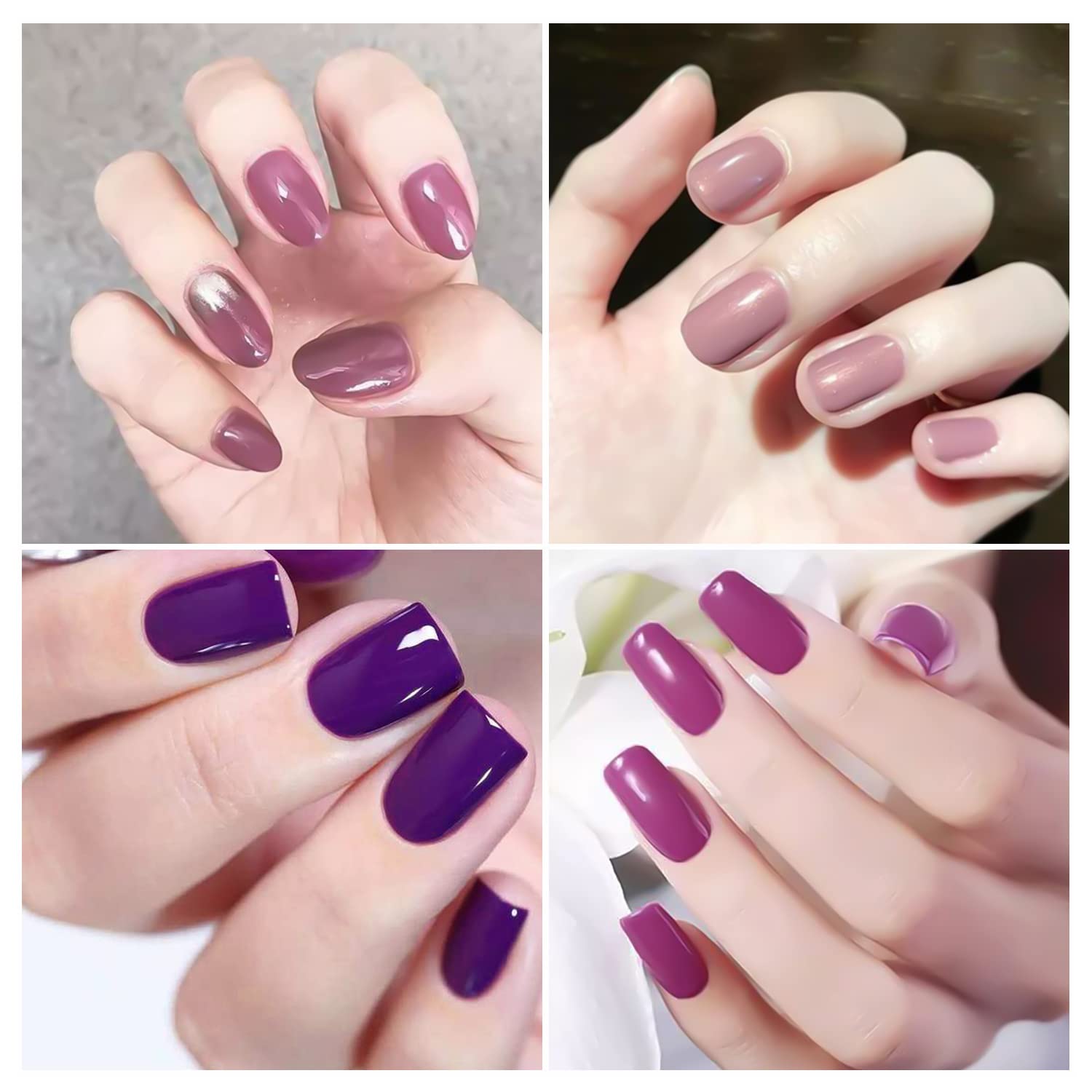 DANNEASY 16 Sheets Nail Polish Strips for Women - Self Adhesive Gel Nail Wraps, Solid Color Nail Stickers with Nail File & Cuticle Stick (Purple) | Perfect for Home Manicures, Parties & Gifts