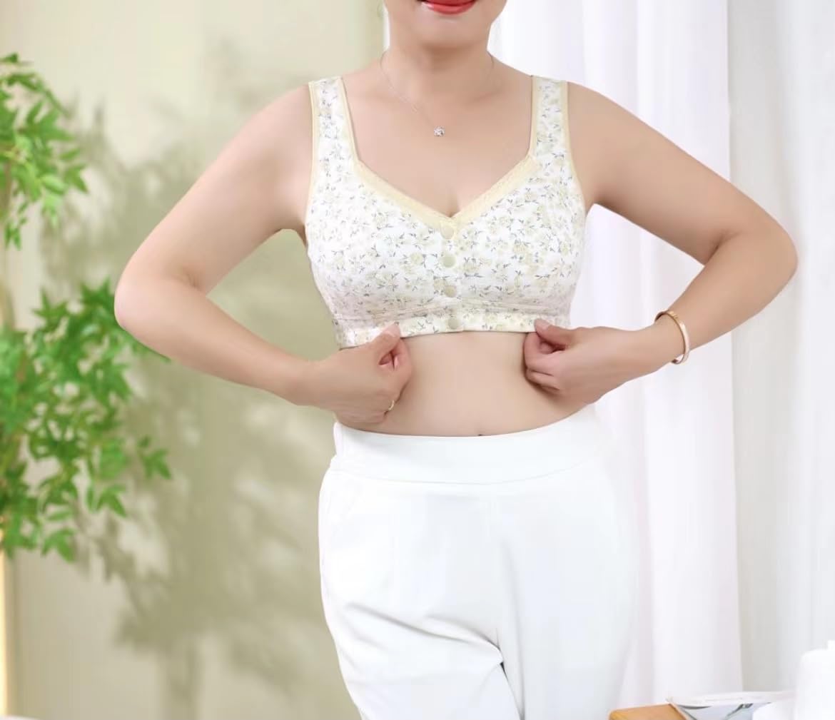3 Pack Women's Plus Size Wireless Sleep Bras - Soft Cotton Front Closure Comfort Bras with Removable Pads | Cozy Lounge & Nighttime Wear for Ultimate Relaxation