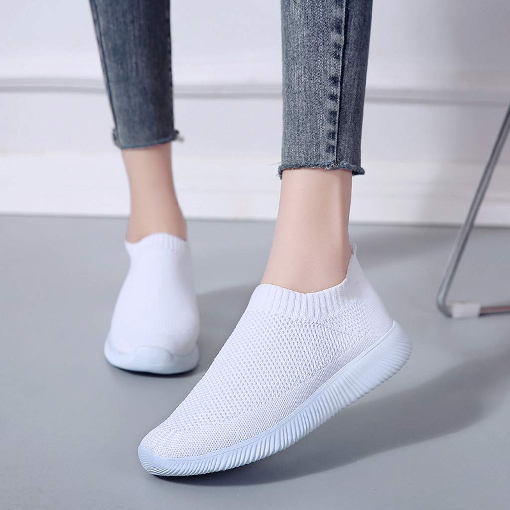 Women's Comfortable Cushioned Walking Shoes - Breathable Running Sneakers for Casual & Dressy Outfits | White & Brown Loafers for Work, Travel & Everyday Wear