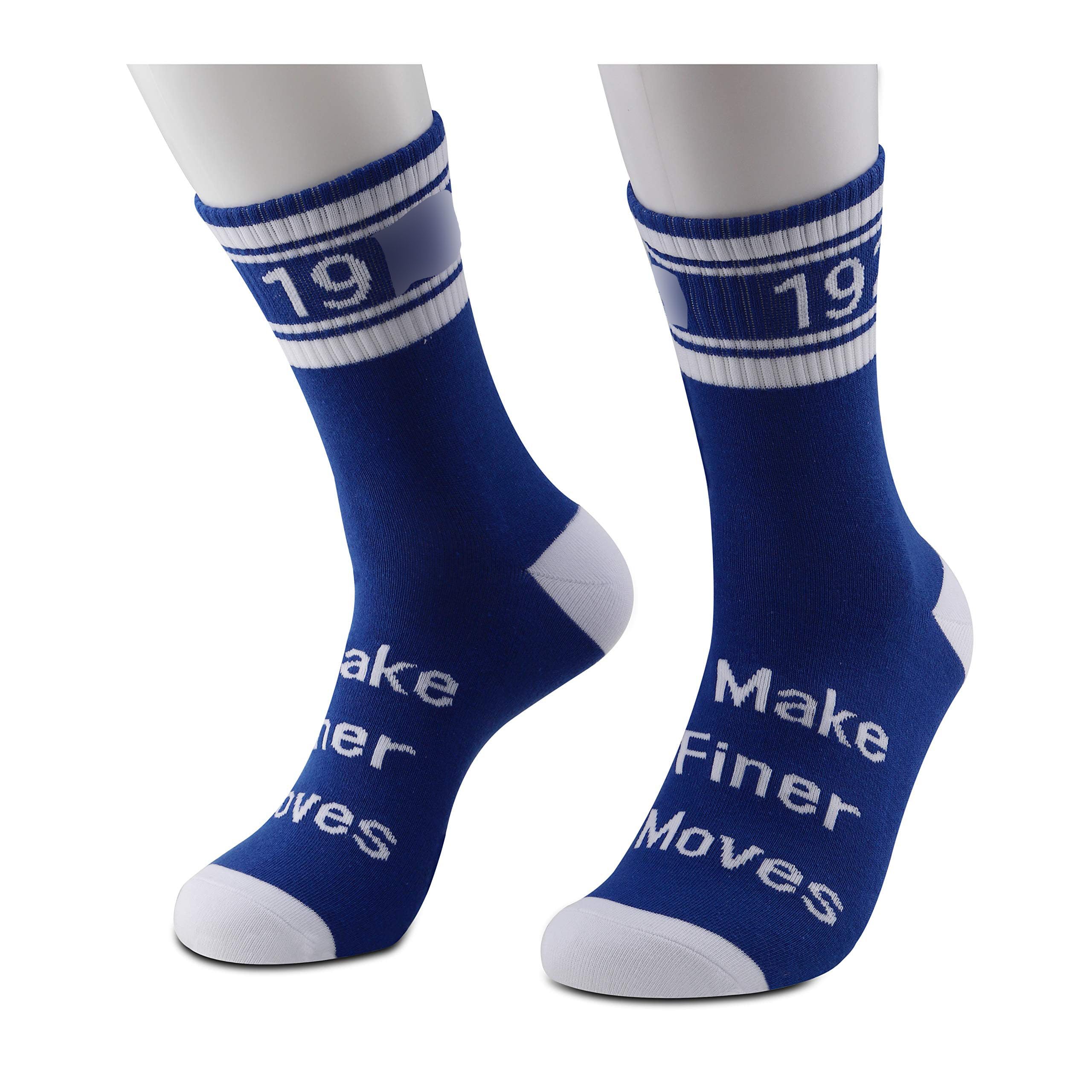JXGZSO 2 Pairs Sorority Socks - Blue 'I Make Finer Moves' Greek Letter Socks | Perfect Sorority Sister Gift for College, Sisterhood Events & Matching Outfits