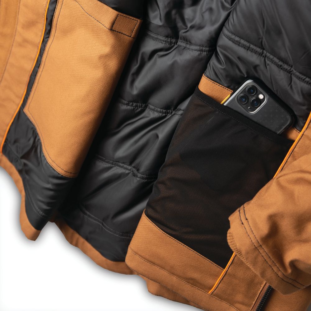 Men's Edgewood Waterproof Duck Insulated Work Coat - Heavy Duty Winter Jacket for Outdoor Work & Hunting | Warm & Durable Brown YC12 | Perfect for Construction, Farming & Cold Weather Activities