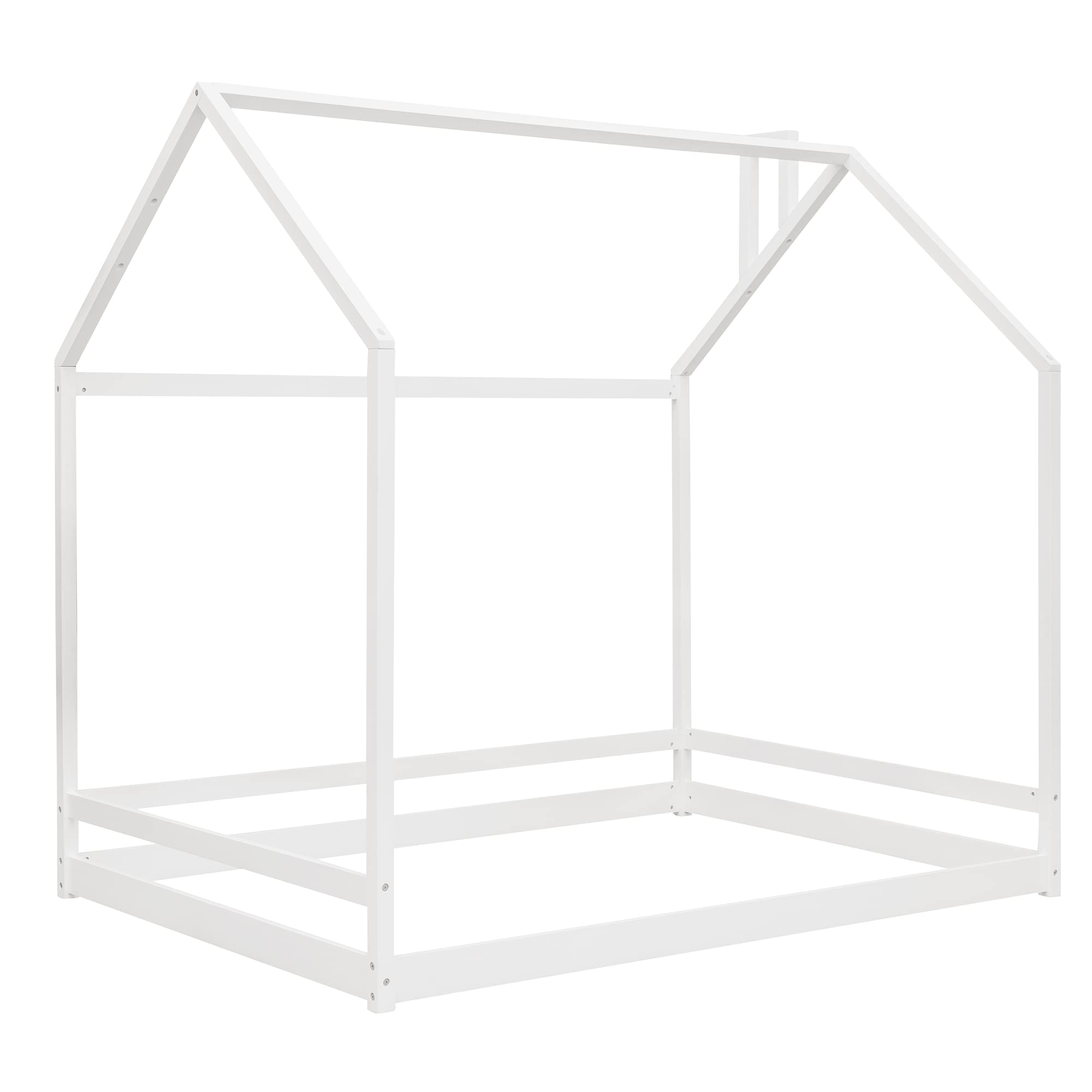 Harper & Bright Designs Full Size House Bed for Kids - Wooden Toddler House Bed Frame with Roof for Girls & Boys Bedroom Furniture (White) - Perfect for Playful Bedrooms & Cozy Sleep Spaces, Box Spring Required