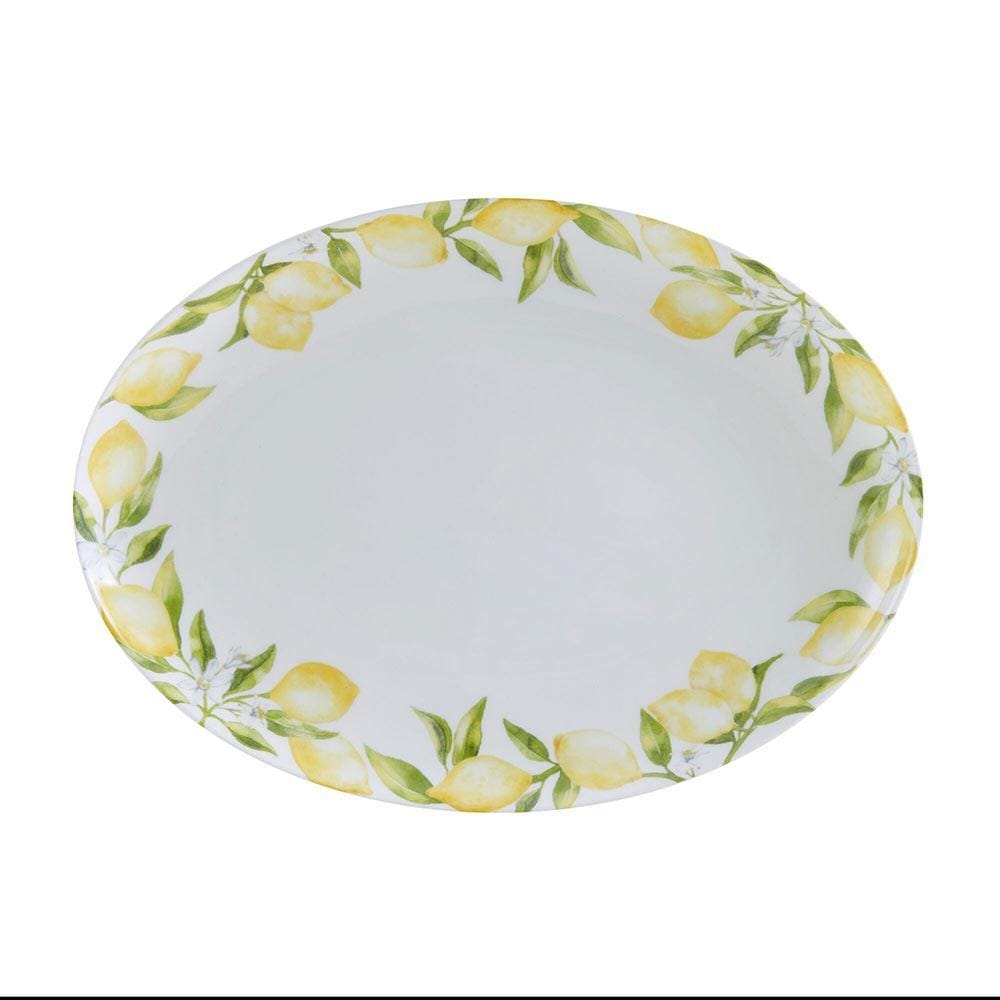 14 Inch Oval Lemon Serving Platter - Elegant Fruit & Cheese Tray for Parties, Weddings & Entertaining
