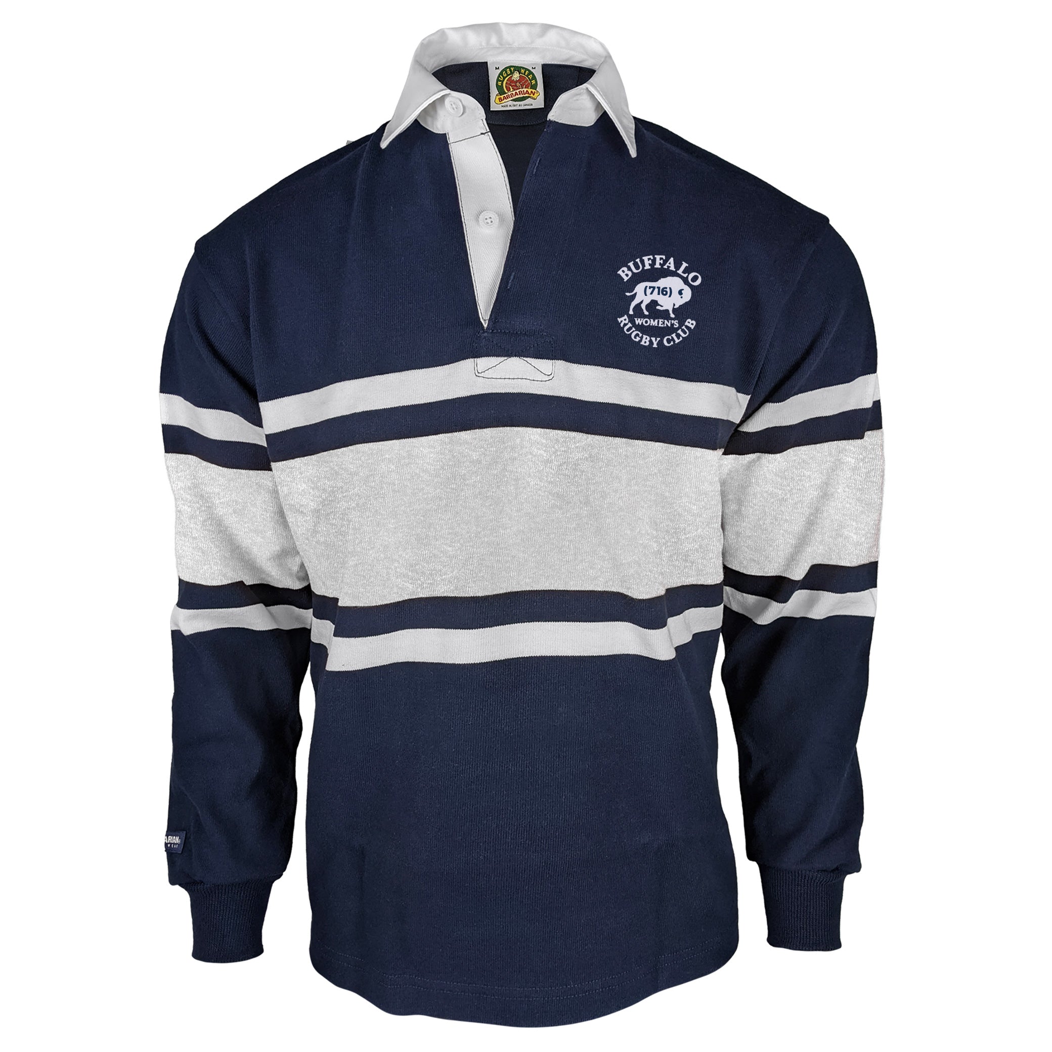 Buffalo WRC Collegiate Stripe Jersey - Vintage Style Rugby Shirt for Men & Women - Perfect for Game Day, Tailgating & Casual Wear