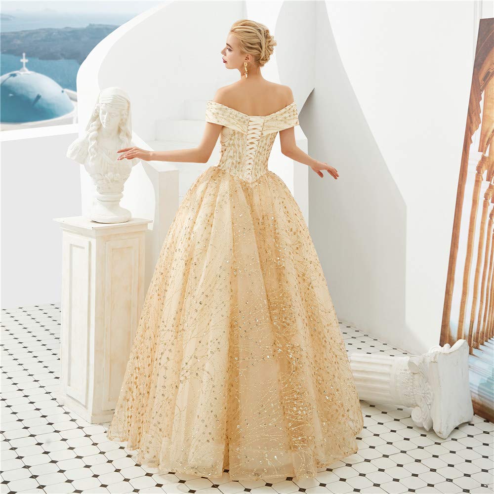 Elegant Off Shoulder Ball Gown Lace Applique Quinceanera Dress for Women - Long Tulle Prom Dress for Homecoming, Wedding, and Special Occasions