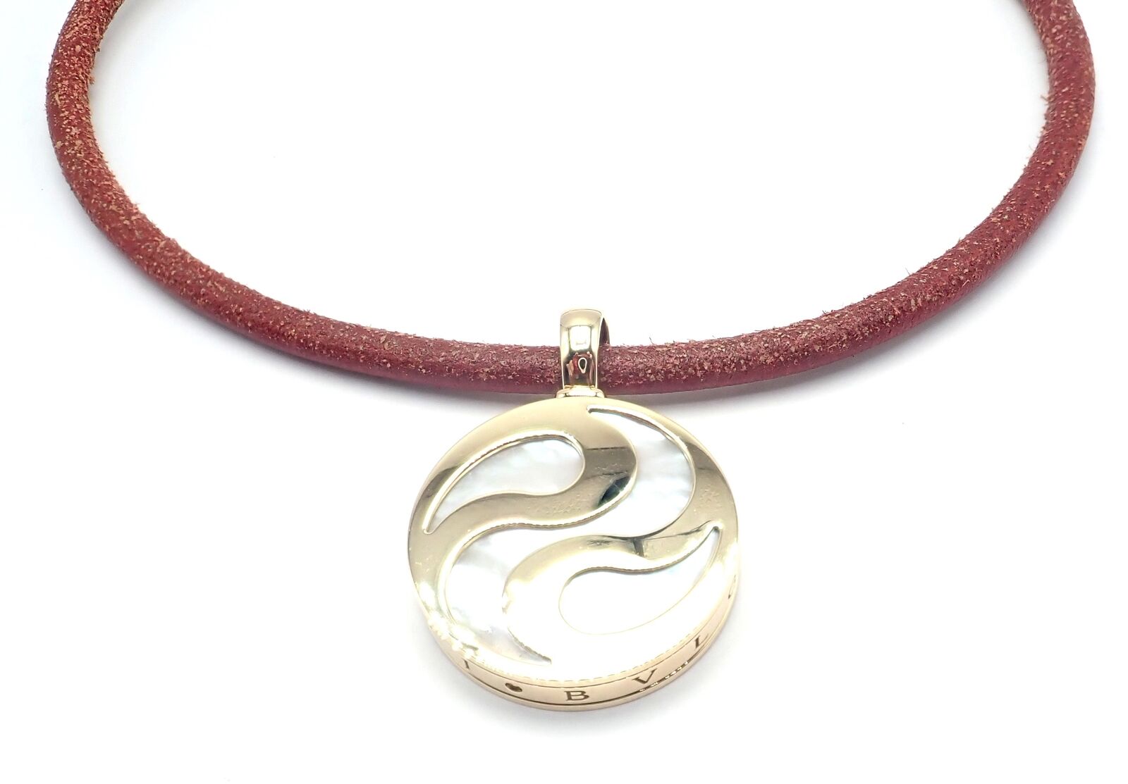Bvlgari Bulgari Optical Illusion 18K Gold Steel Spinning Mother of Pearl Pendant Necklace for Women - Elegant Jewelry Gift for Anniversary, Birthday & Special Occasions