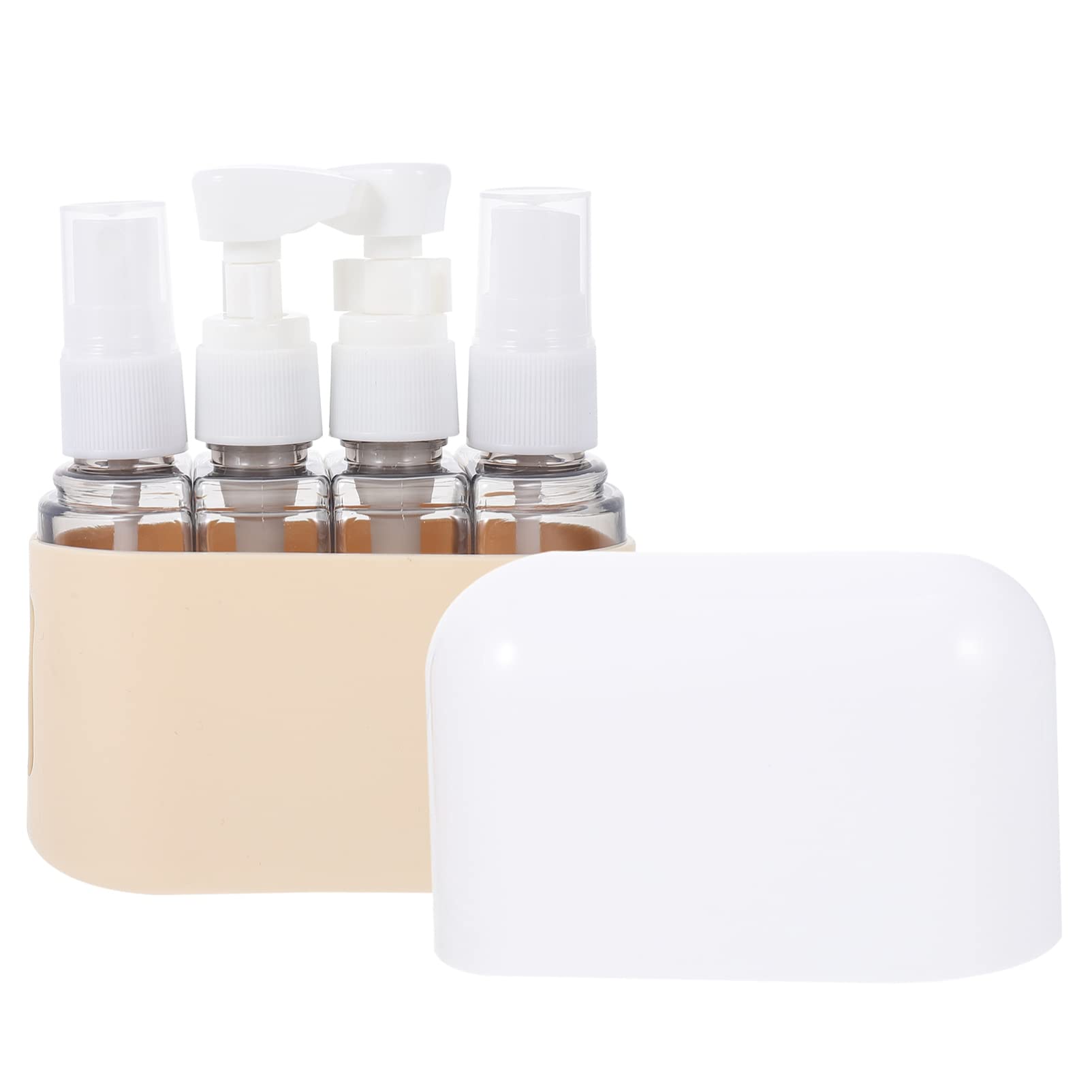 FOMIYES 4-Piece Travel Toiletry Bottle Set - Leak-Proof Silicone Lotion Dispenser & Powder Containers for Makeup, Shampoo, Skincare | Portable & TSA Approved for Airplane, Gym, Vacation Packing