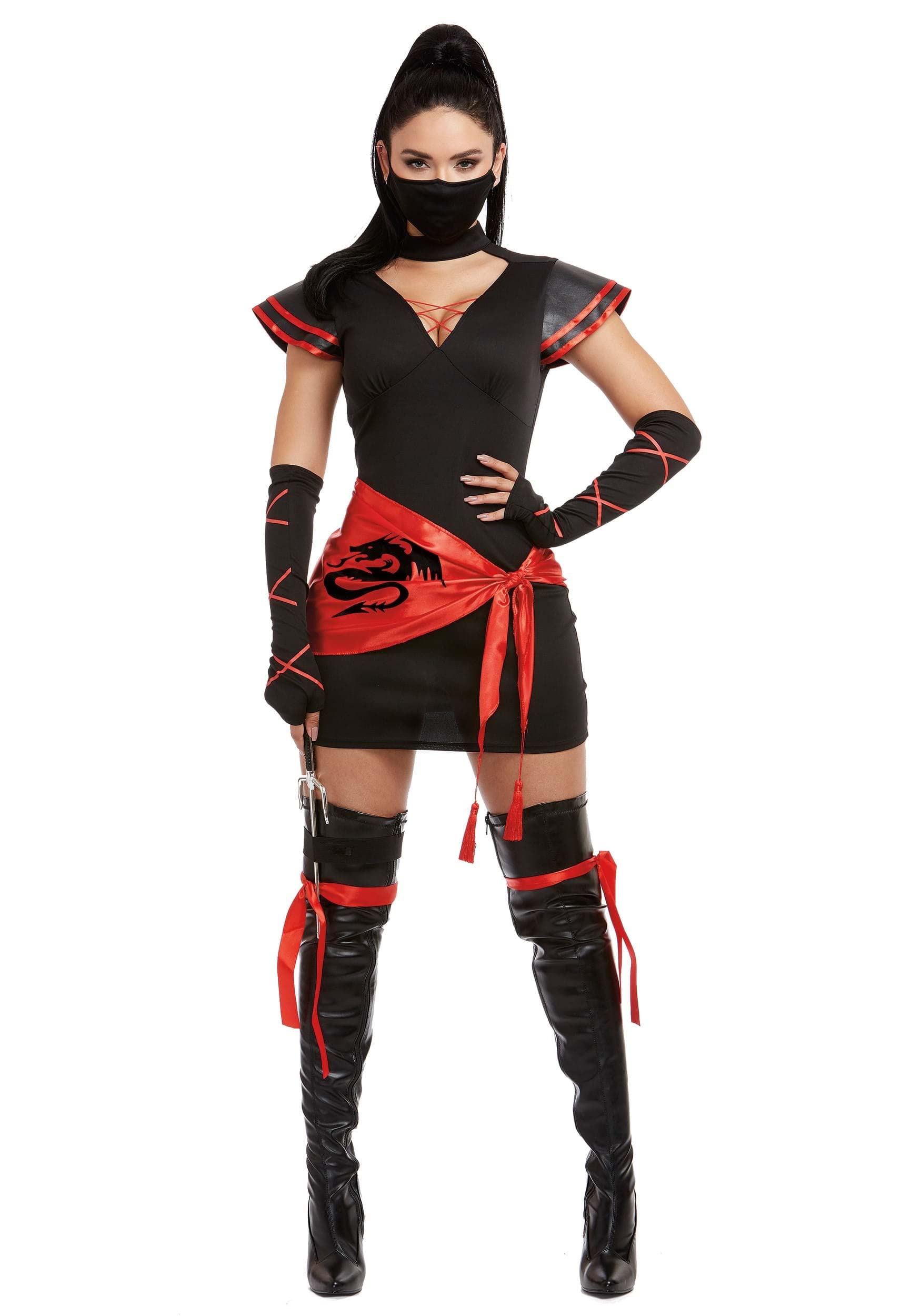 Dreamgirl Women's Sexy Ninja Costume - Halloween Cosplay Outfit for Adults, Anime Party, Lingerie Role Play & Costume Events