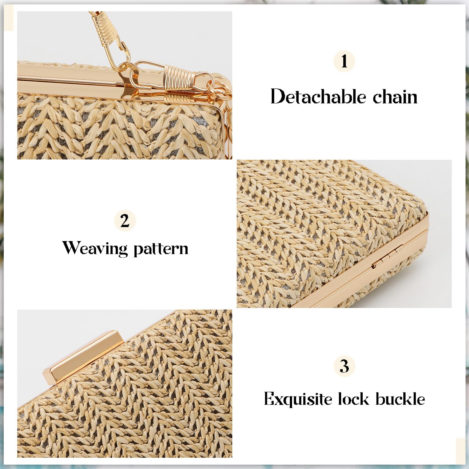 Stylish Summer Straw Clutch Purses for Women - Woven Raffia Evening Bags & Crossbody Handbags for Wedding, Party, Beach Vacation | Perfect for Date Night & Outdoor Events