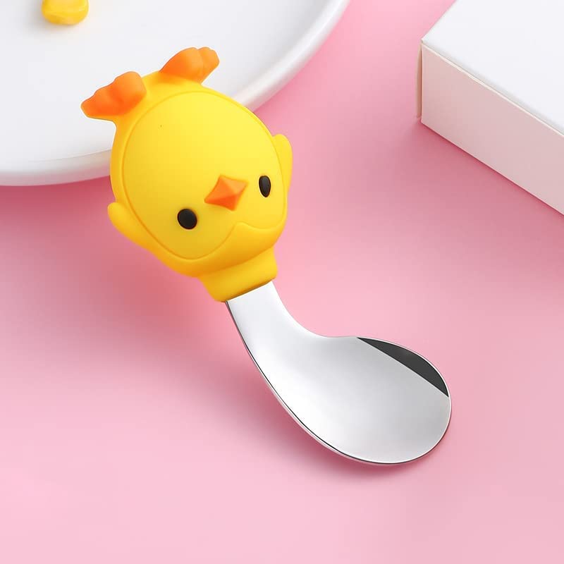 **2-Piece Toddler Silicone Spoon & Fork Set - BPA-Free, Soft Grip Design for Babies & Kids - Perfect for Self-Feeding Training, Travel & Daycare (Blue, 10-Piece Set)**