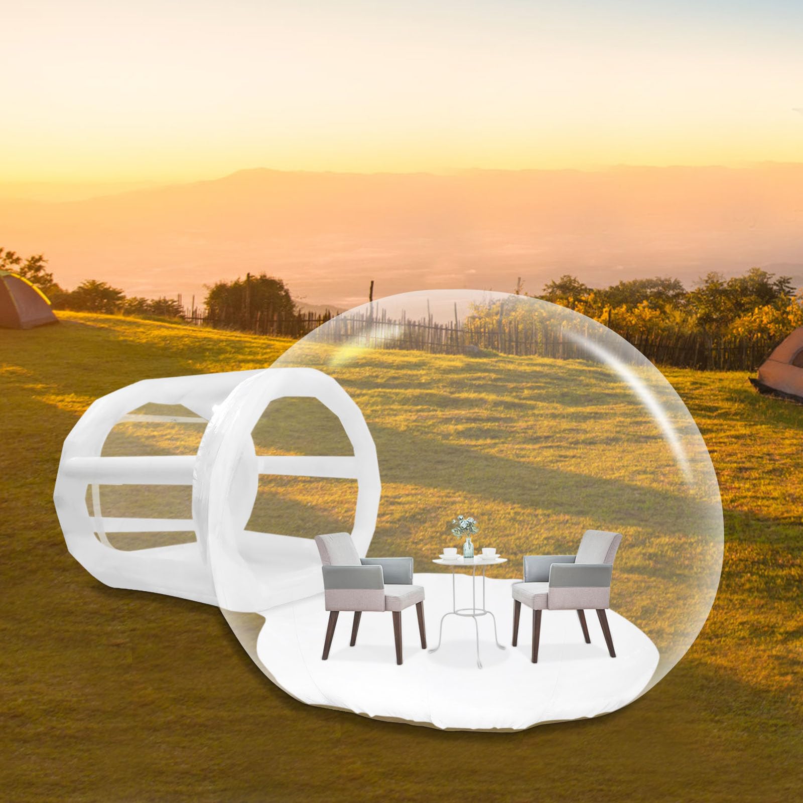 Inflatable Bubble Tent for Camping - Clear Transparent PVC Outdoor Dome Tent with Blower for 3-5 People | Perfect for Backyard, Garden, Glamping & Stargazing