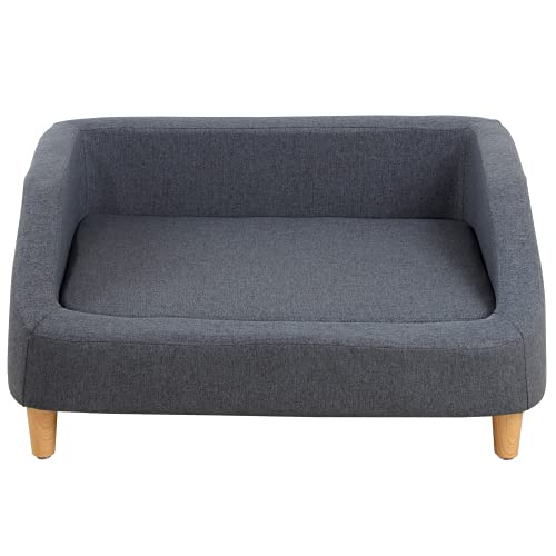 32 Inch Pet Sofa Bed for Dogs & Cats - Removable Cushion, Wooden Frame & Comfortable Foam - Perfect for Small, Medium & Large Pets - Gray - Ideal for Living Room, Bedroom & Pet-Friendly Spaces