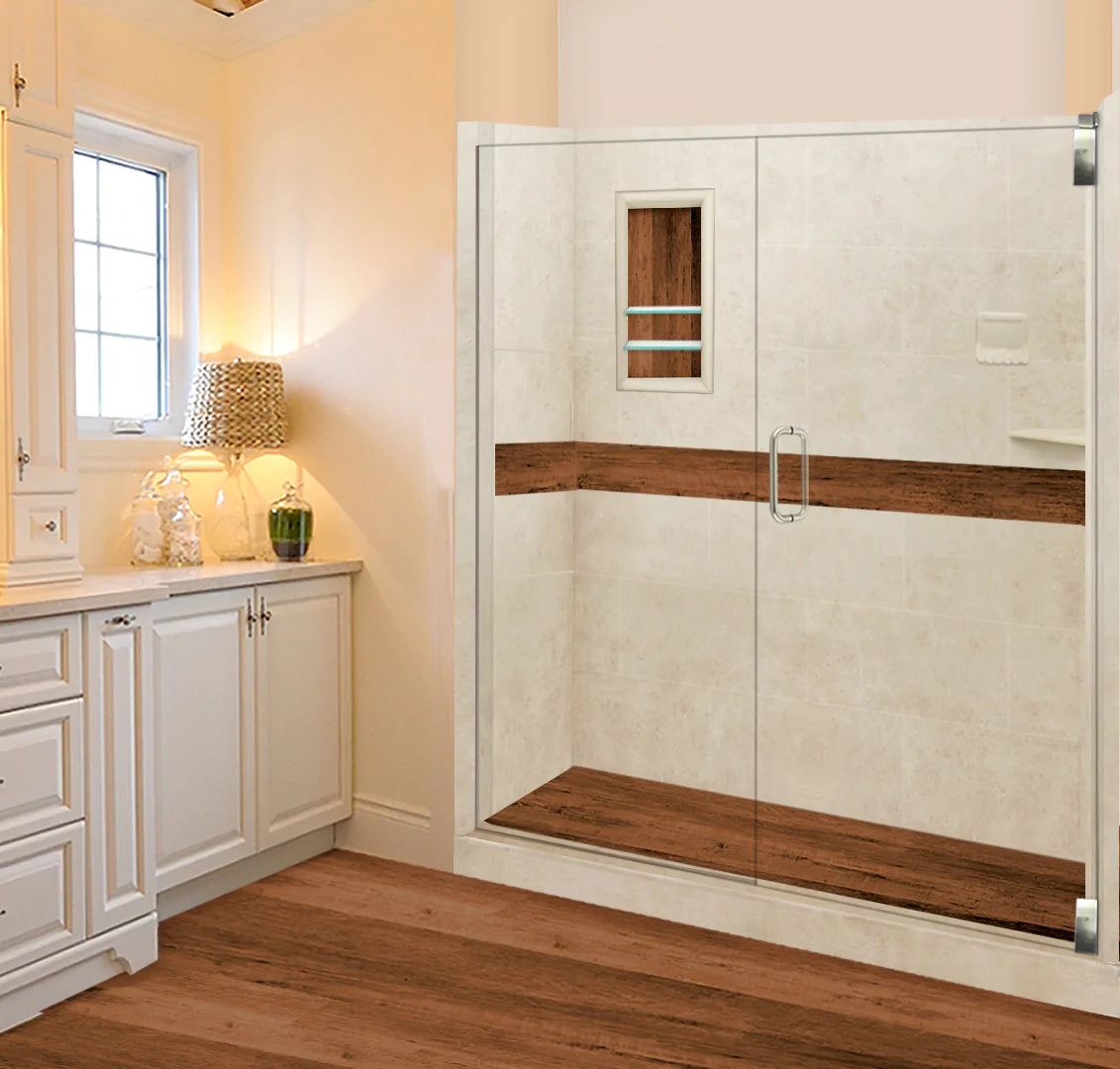 Lifeproof Burnt Oak Desert Sand 60-Inch Alcove Stone Shower Enclosure Kit - Waterproof Bathroom Upgrade for Modern Homes