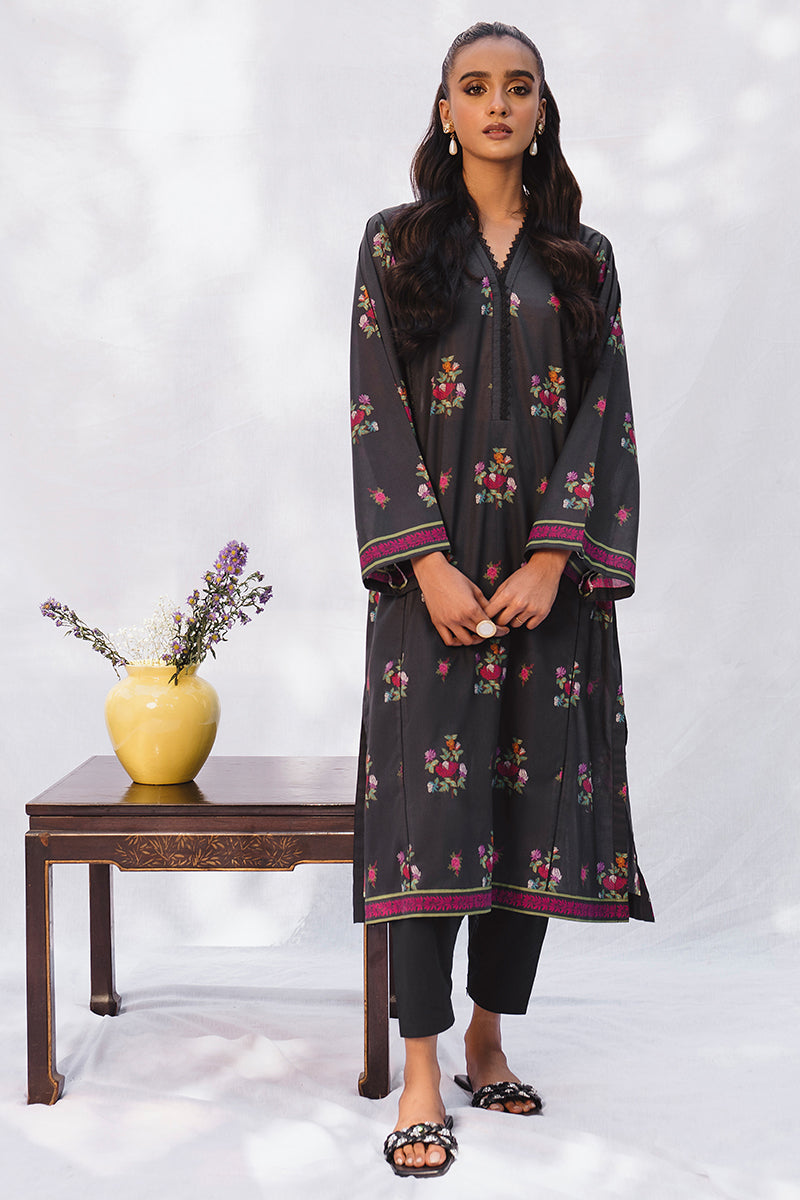 KAYLEN BLACK 2PC PRINTED LAWN SUIT - Stylish Women's Summer Outfit for Casual Wear & Special Occasions