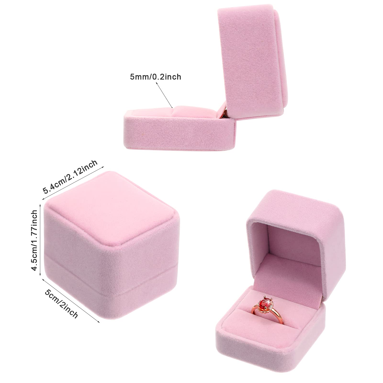 12 Pcs Velvet Ring Box Set - Jewelry Gift Boxes for Earrings, Rings & Necklaces (2.12 x 1.77 x 2 Inch, Pink) - Perfect for Valentine's Day, Wedding, Engagement, Birthday & Anniversary Gifts - Elegant Jewelry Storage & Presentation Case