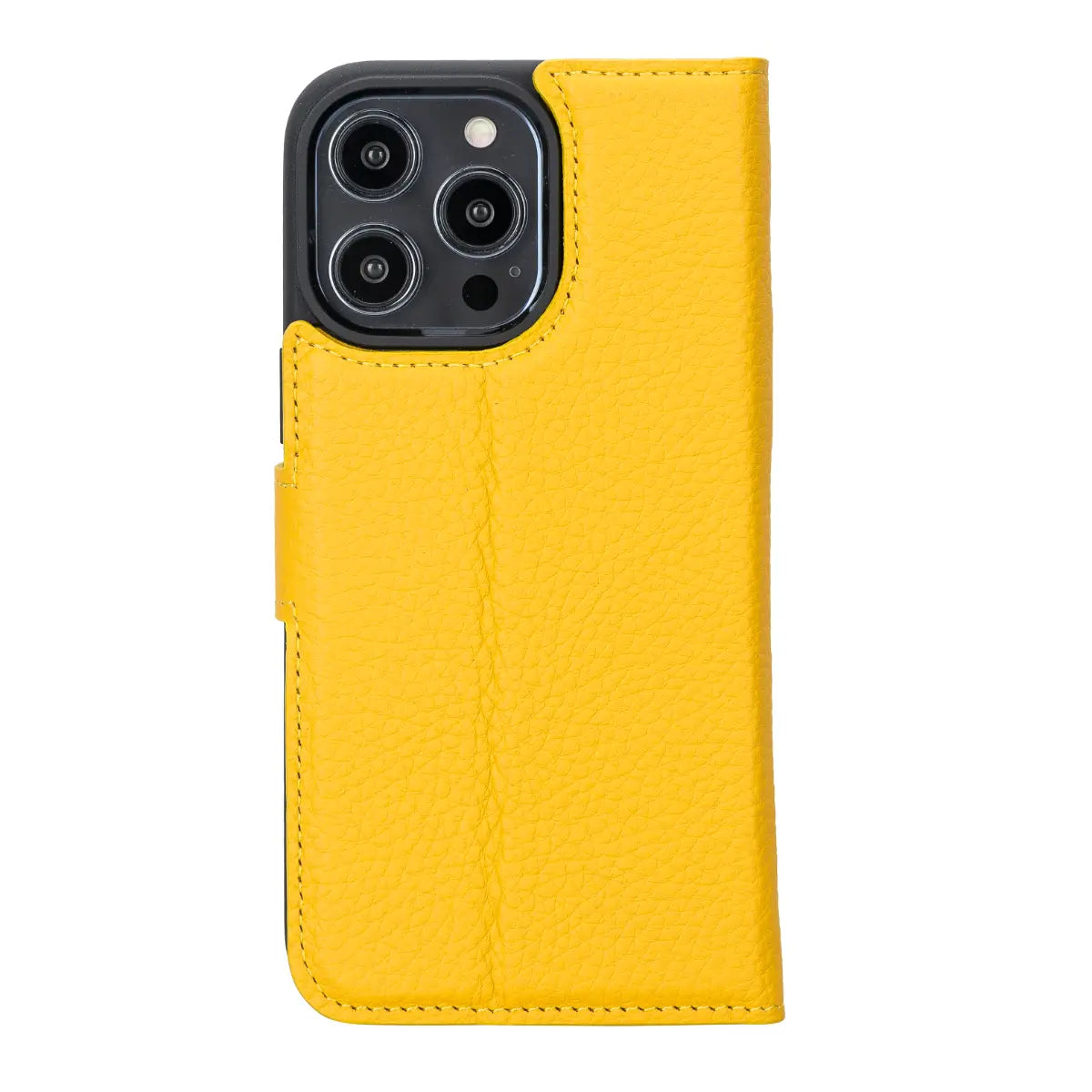 Premium Yellow Leather Wallet Case for iPhone 14 Pro Max - Slim RFID Blocking Phone Cover with Card Slots | Perfect for Travel, Shopping & Everyday Use