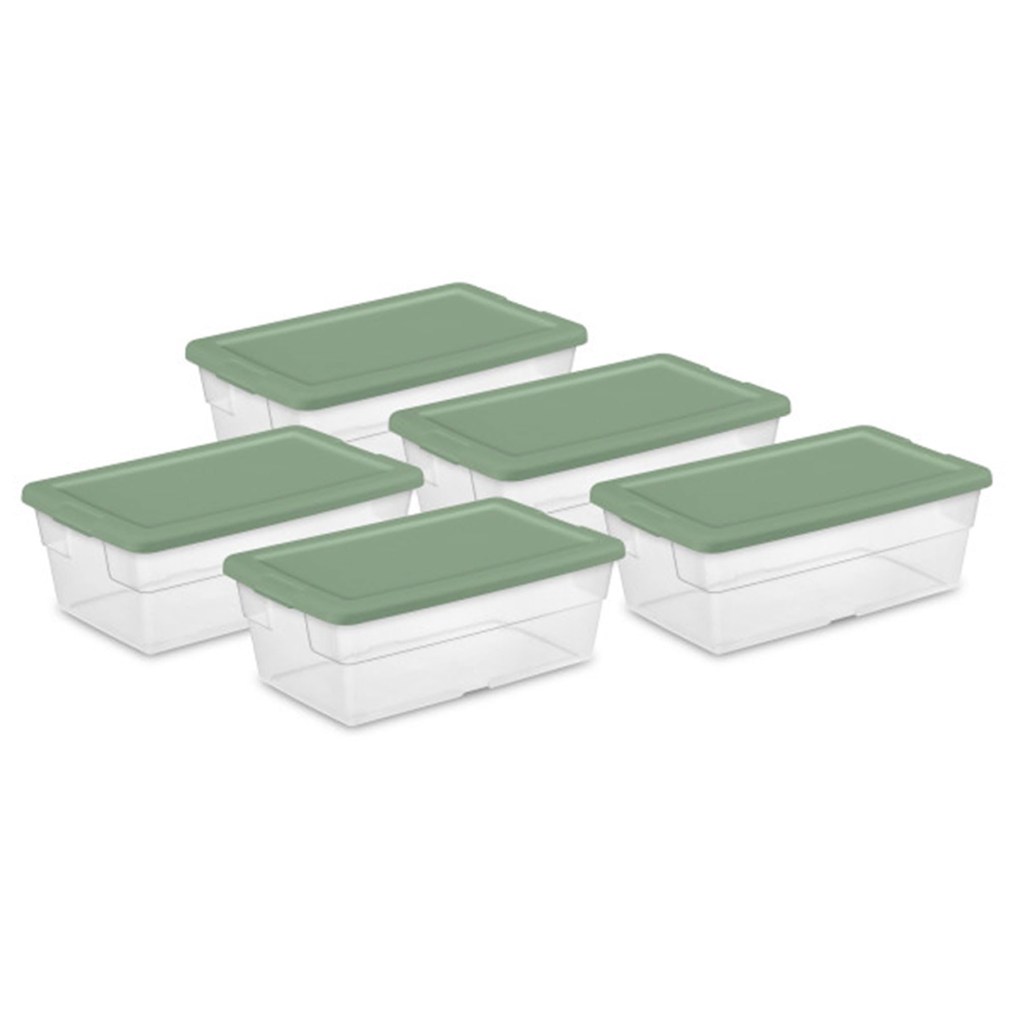 Sterilite 6 Quart Stackable Storage Bins with Handles - 30 Pack Space Saving Home Organization Containers in Crisp Green | Perfect for Pantry, Closet, Garage & Toy Storage