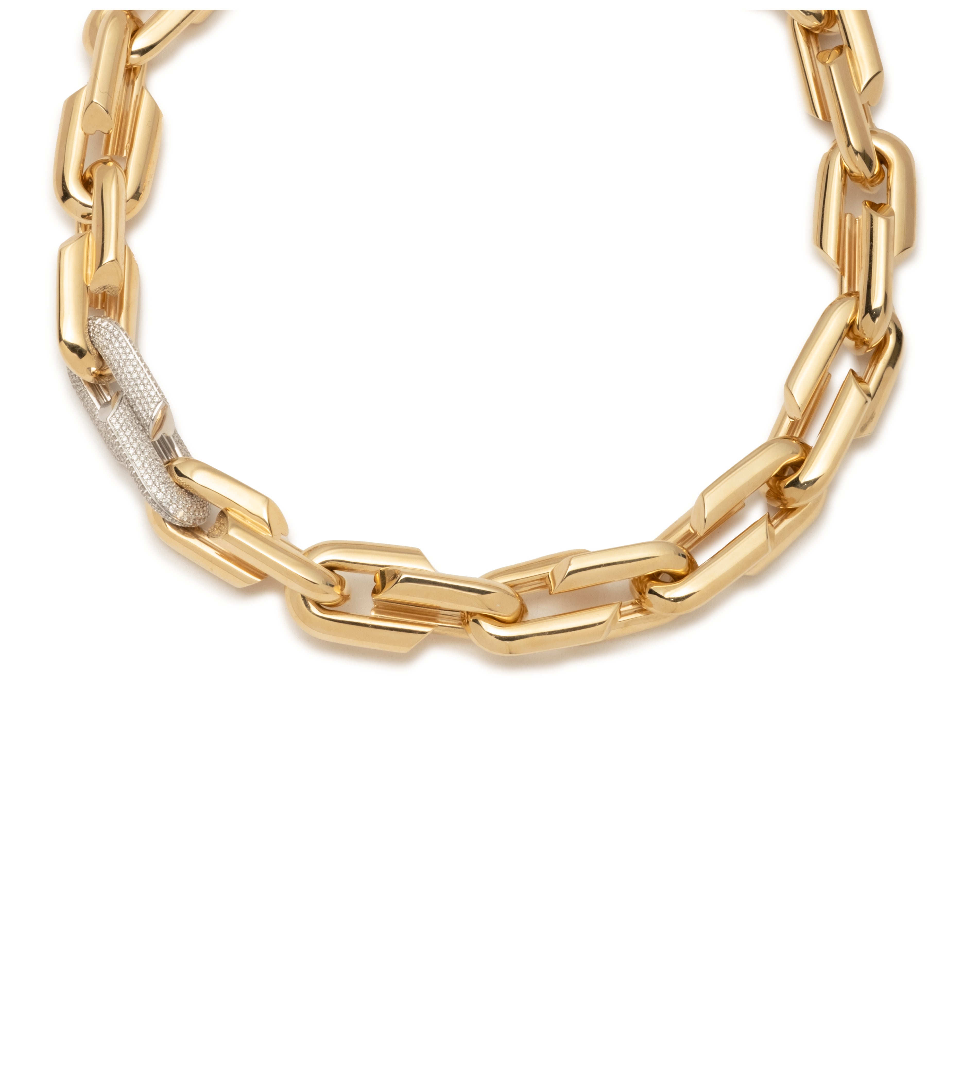 Oversized Strong Hearts Love Single Pave Link Chain Necklace - Elegant Dainty Gold Plated Jewelry for Women, Perfect Gift for Valentine's Day, Anniversary & Romantic Occasions